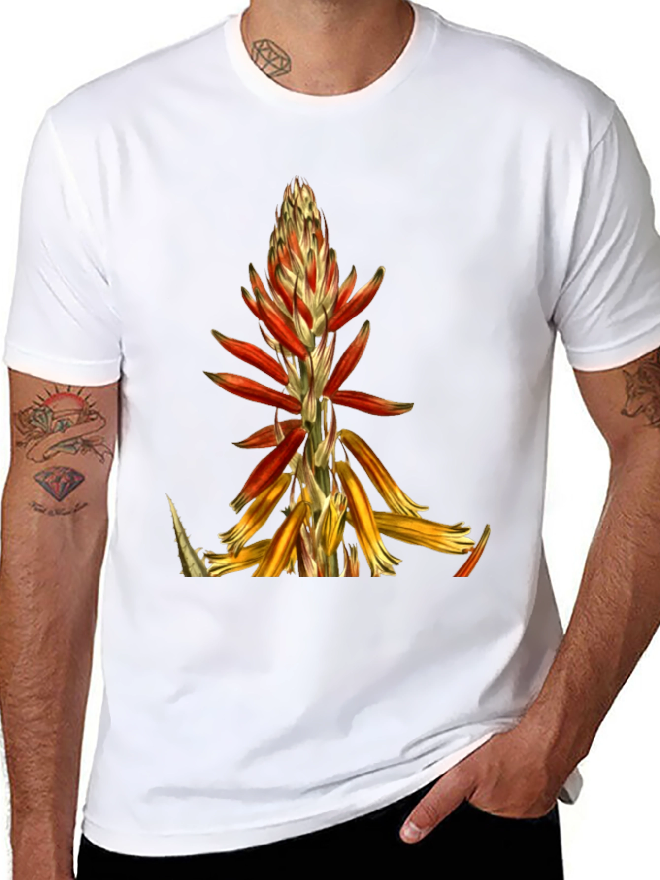 Floral Print Graphic Tee - Black T-Shirt