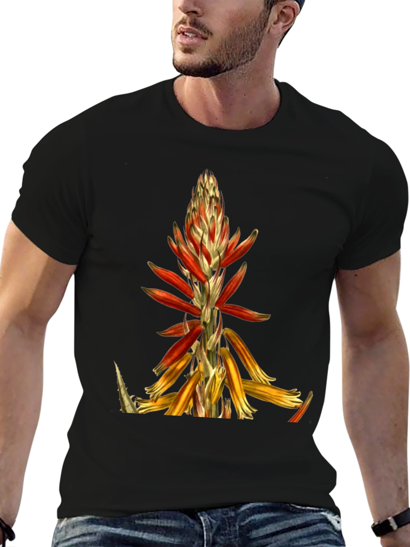 Floral Print Graphic Tee - Black T-Shirt