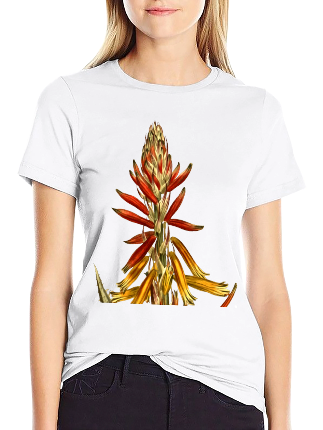 Floral Print Graphic Tee - Black T-Shirt