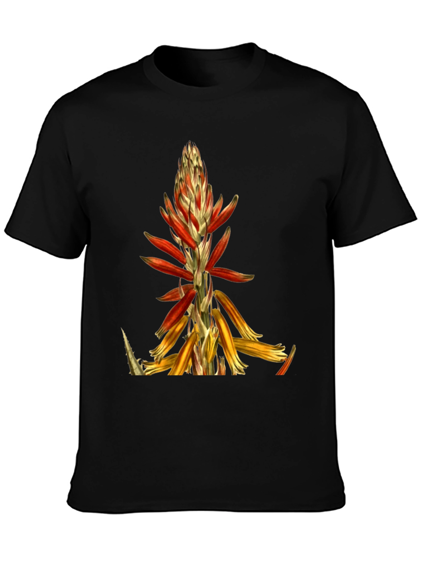 Floral Print Graphic Tee - Black T-Shirt