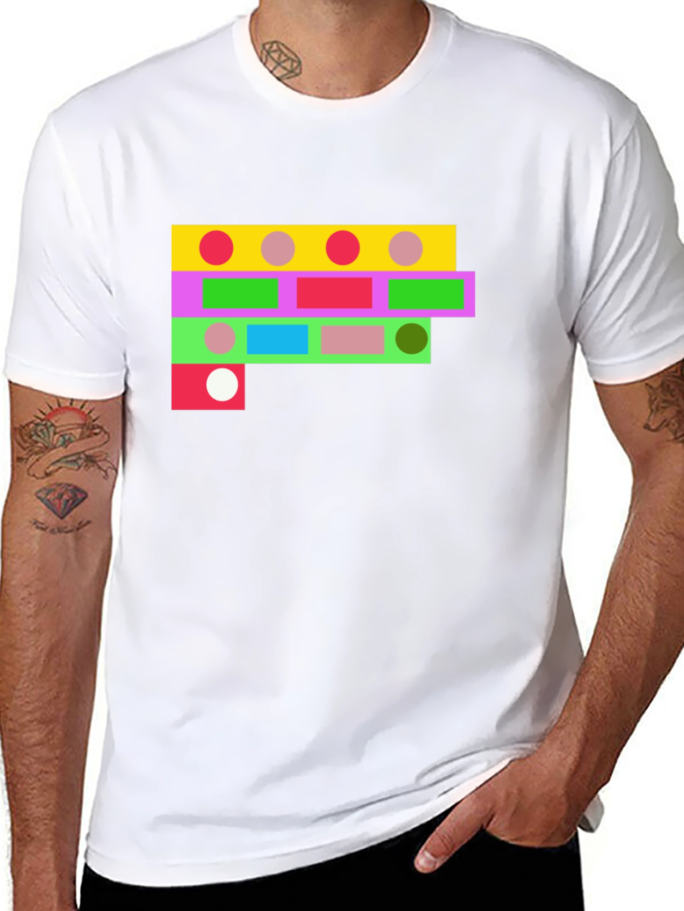 Geometric Shapes Black T-Shirt