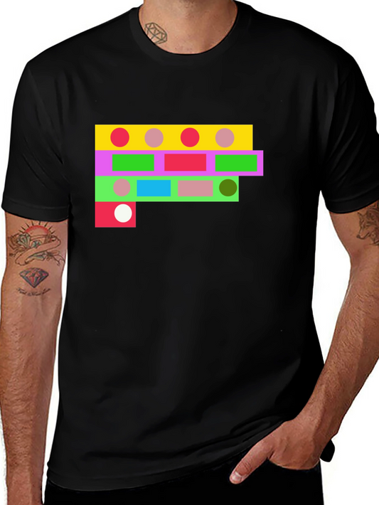 Geometric Shapes Black T-Shirt
