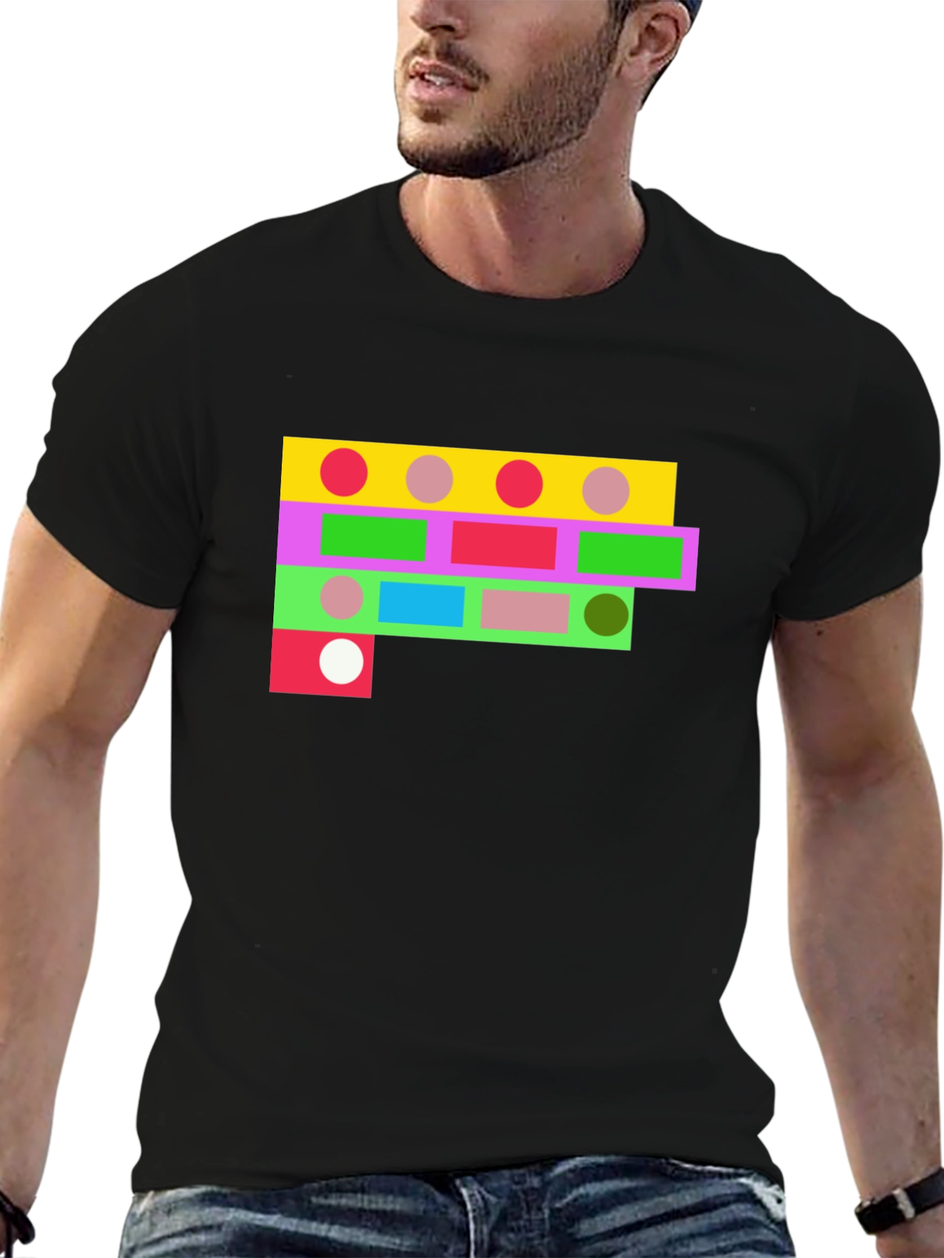 Geometric Shapes Black T-Shirt
