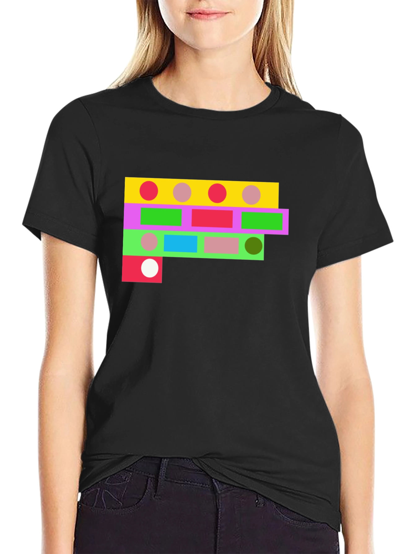 Geometric Shapes Black T-Shirt