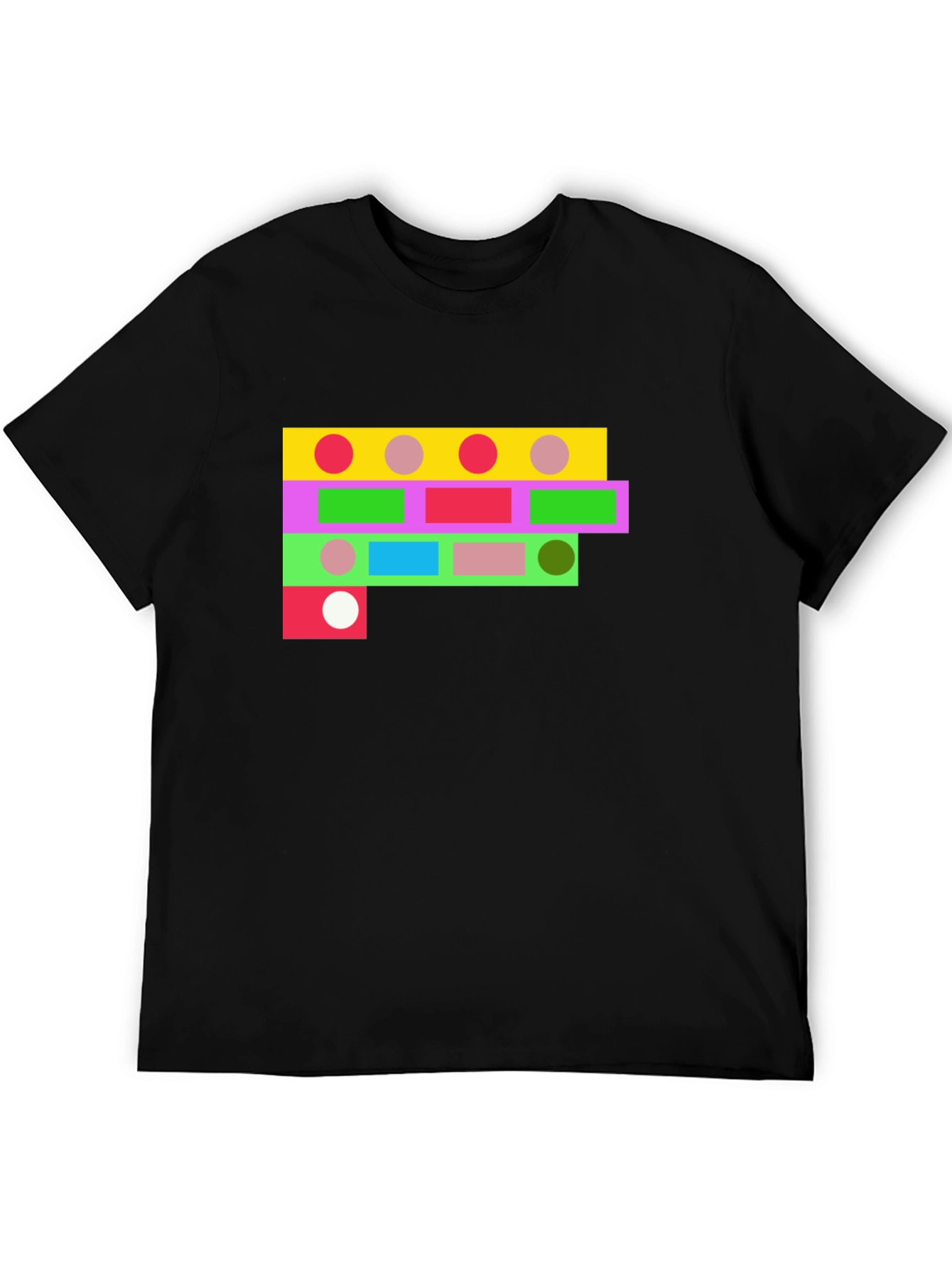 Geometric Shapes Black T-Shirt