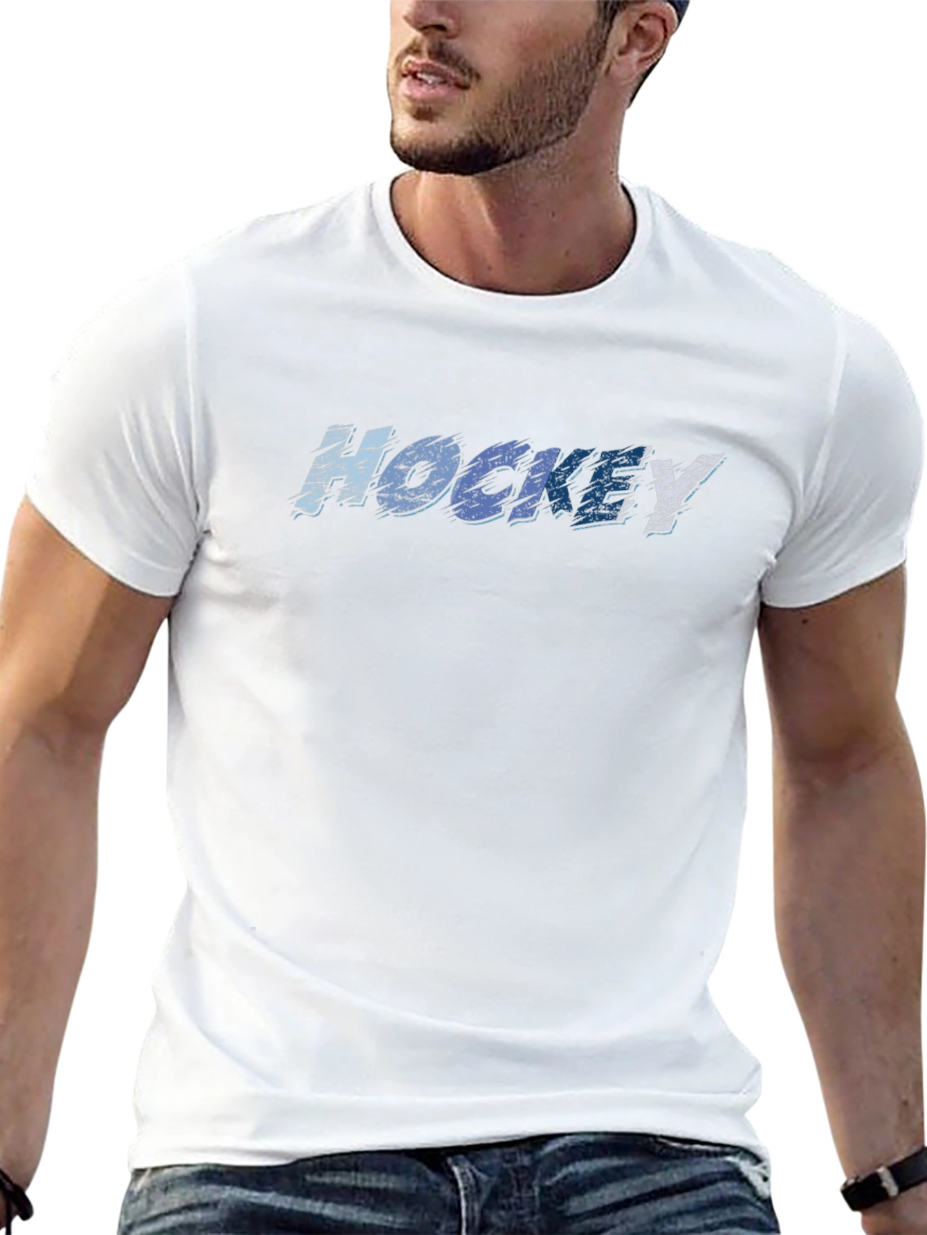 Hockey Graphic Tee - Black Cotton T-Shirt