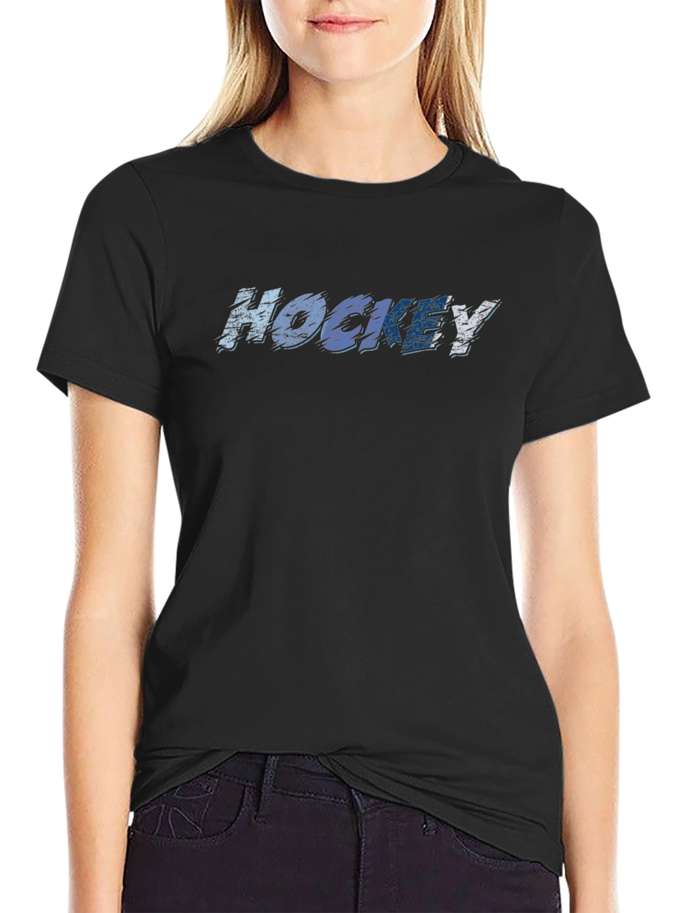 Hockey Graphic Tee - Black Cotton T-Shirt
