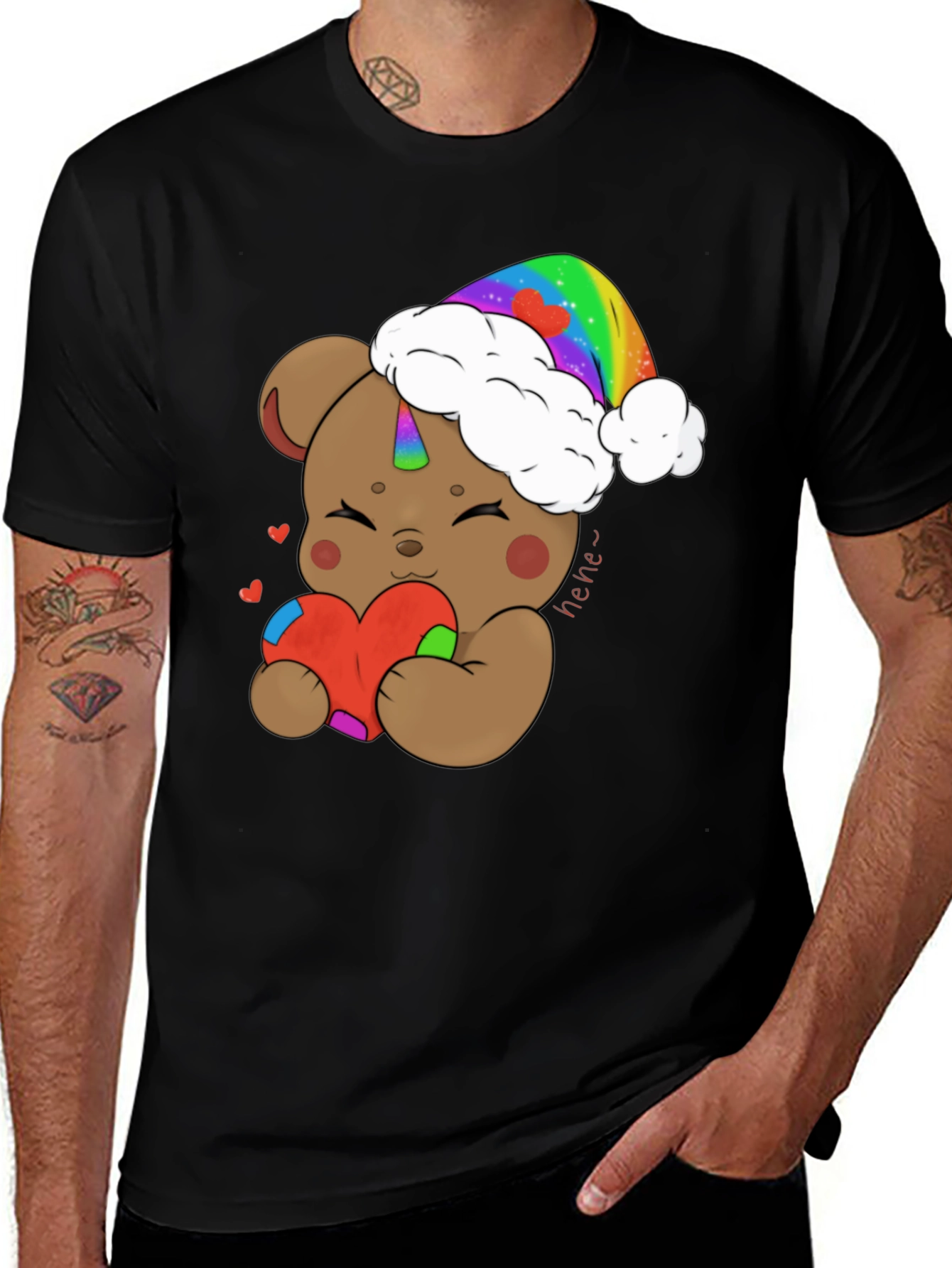 Unicorn Teddy Bear Heart Graphic Tee