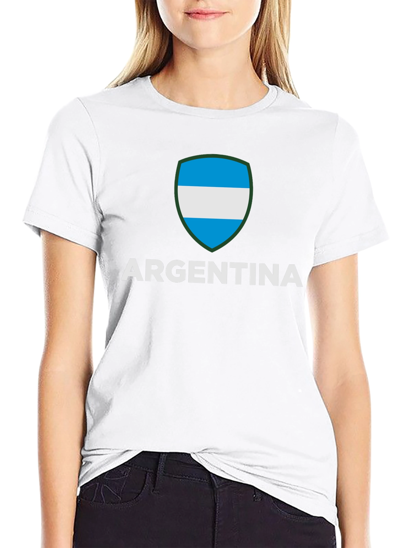 Argentina Flag Crest Graphic Tee - Black