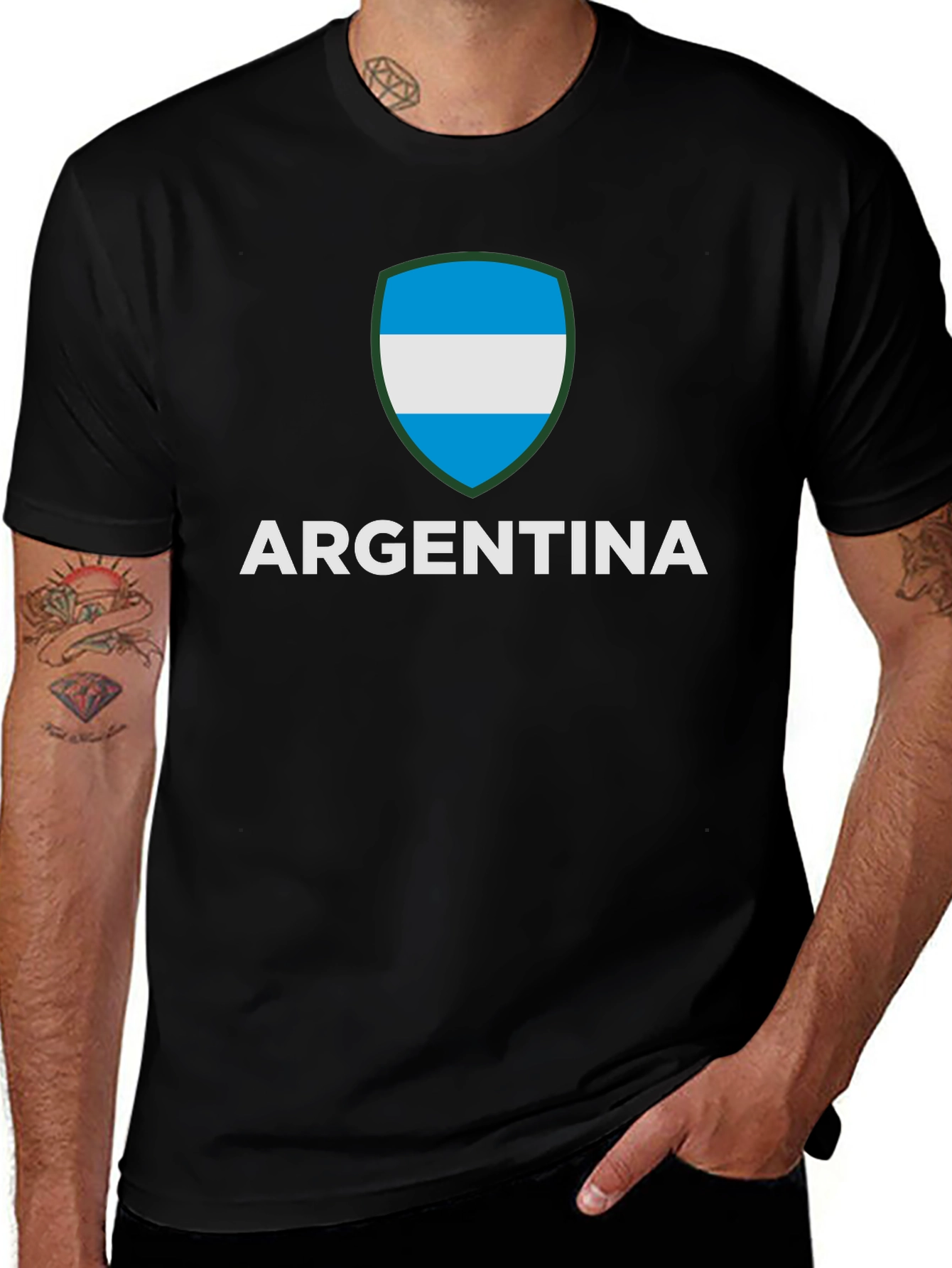 Argentina Flag Crest Graphic Tee - Black