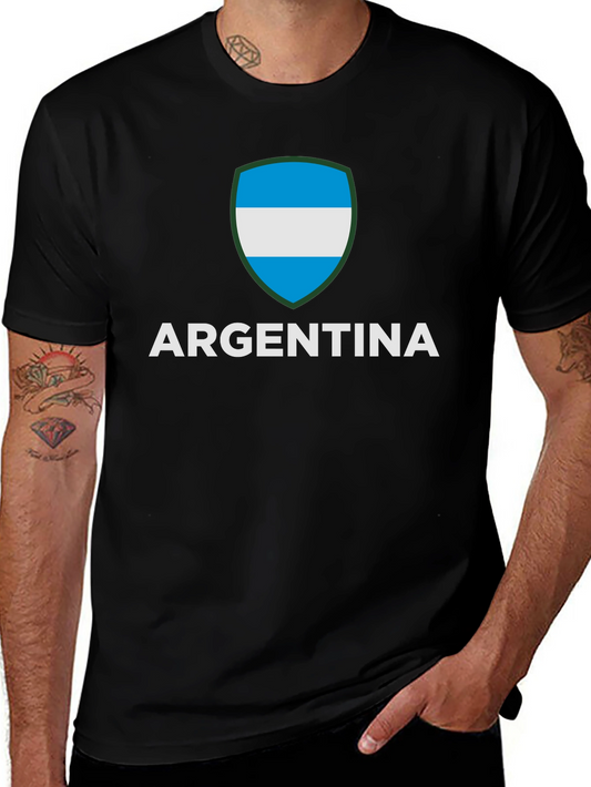 Argentina Flag Crest Graphic Tee - Black