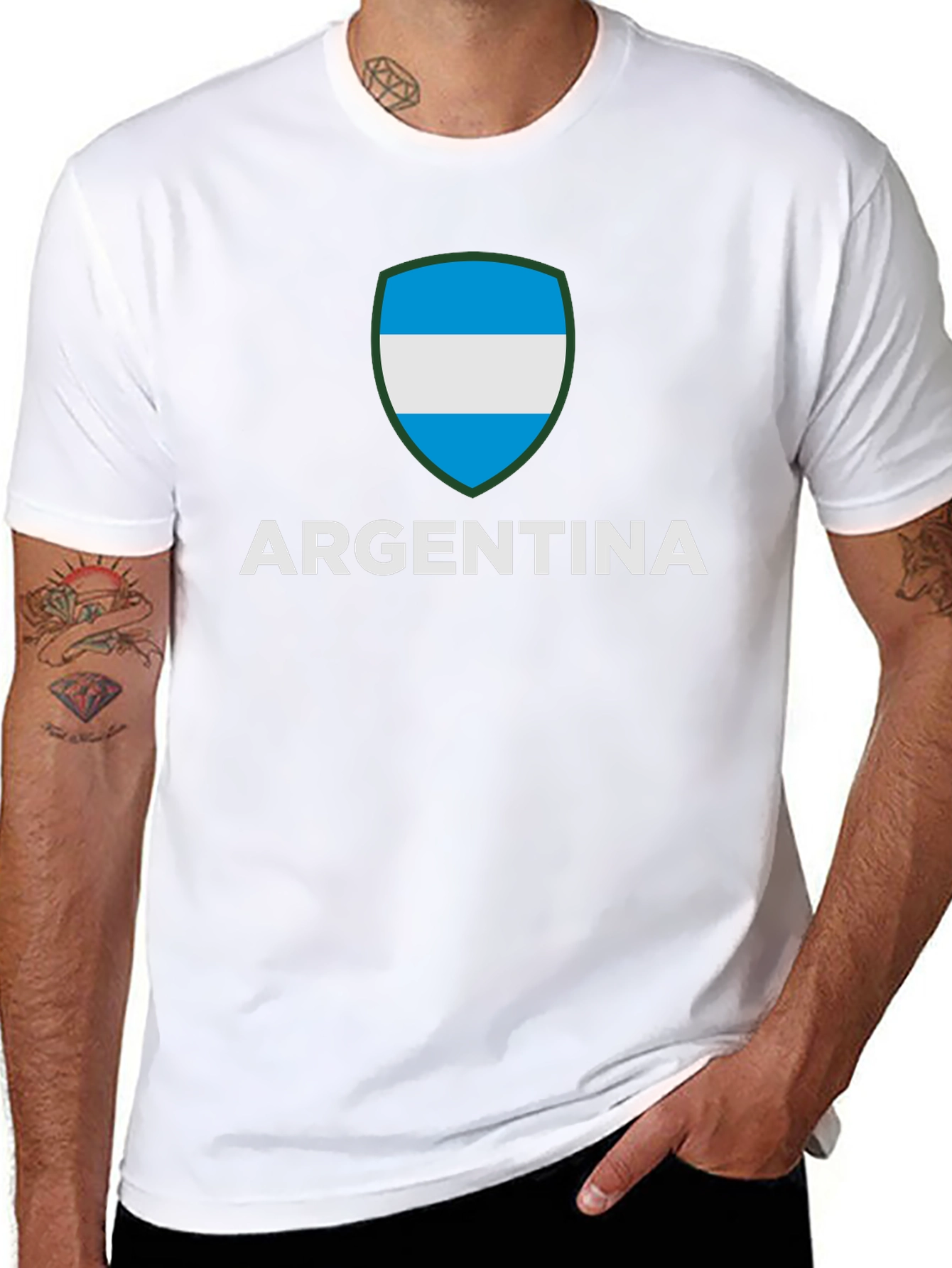 Argentina Flag Crest Graphic Tee - Black