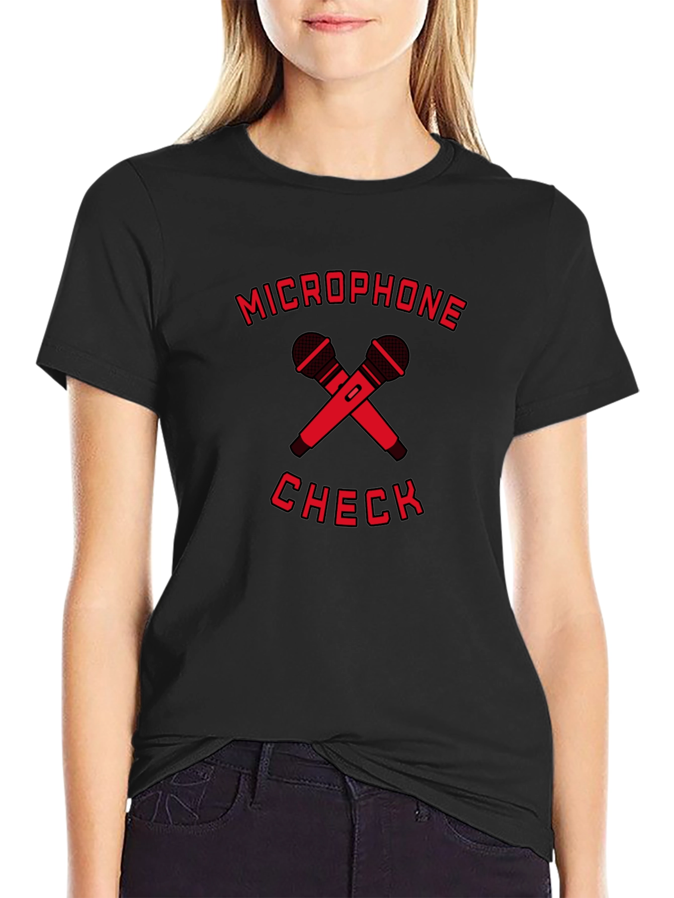Microphone Check Black Graphic Tee
