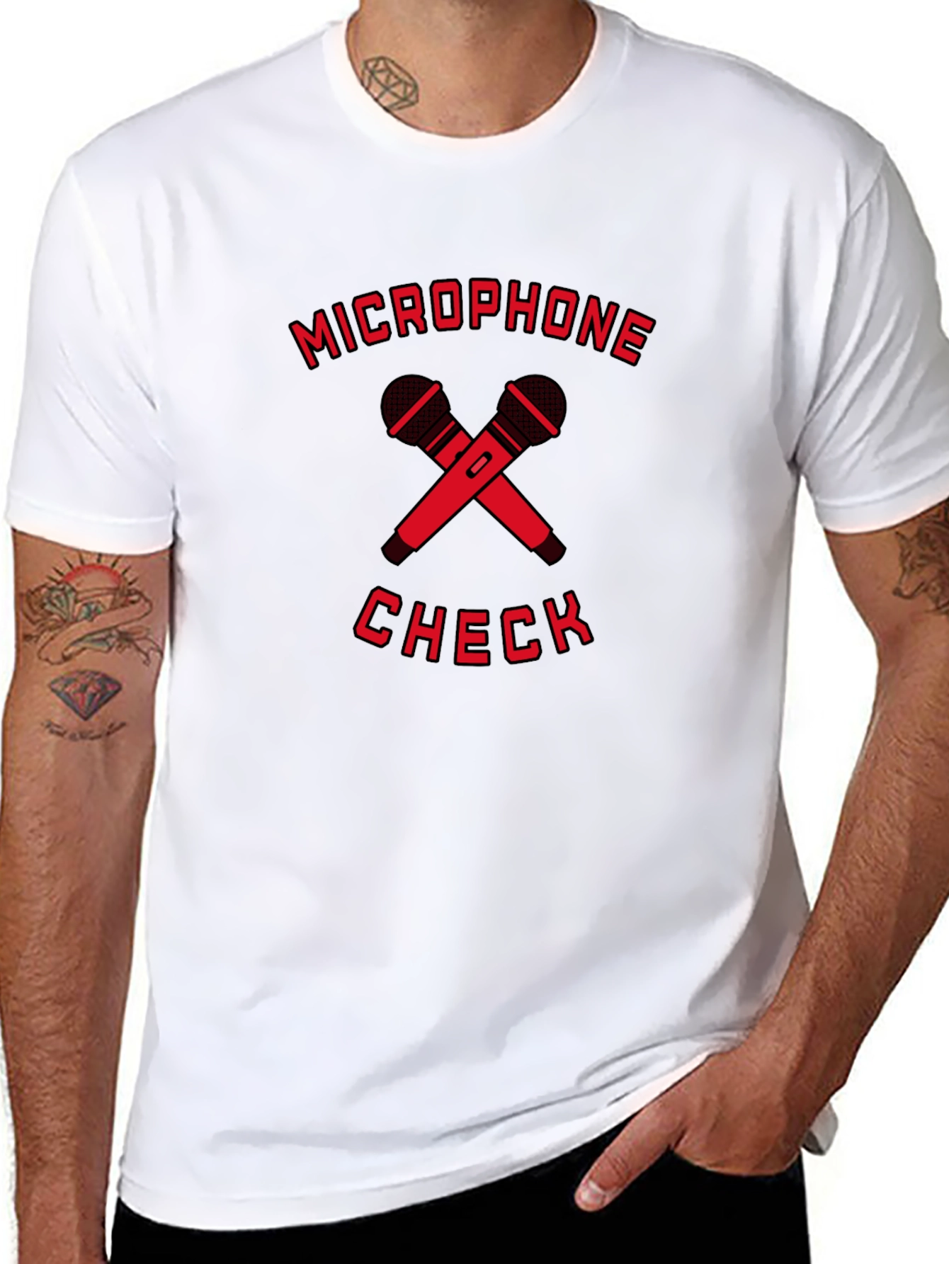 Microphone Check Black Graphic Tee