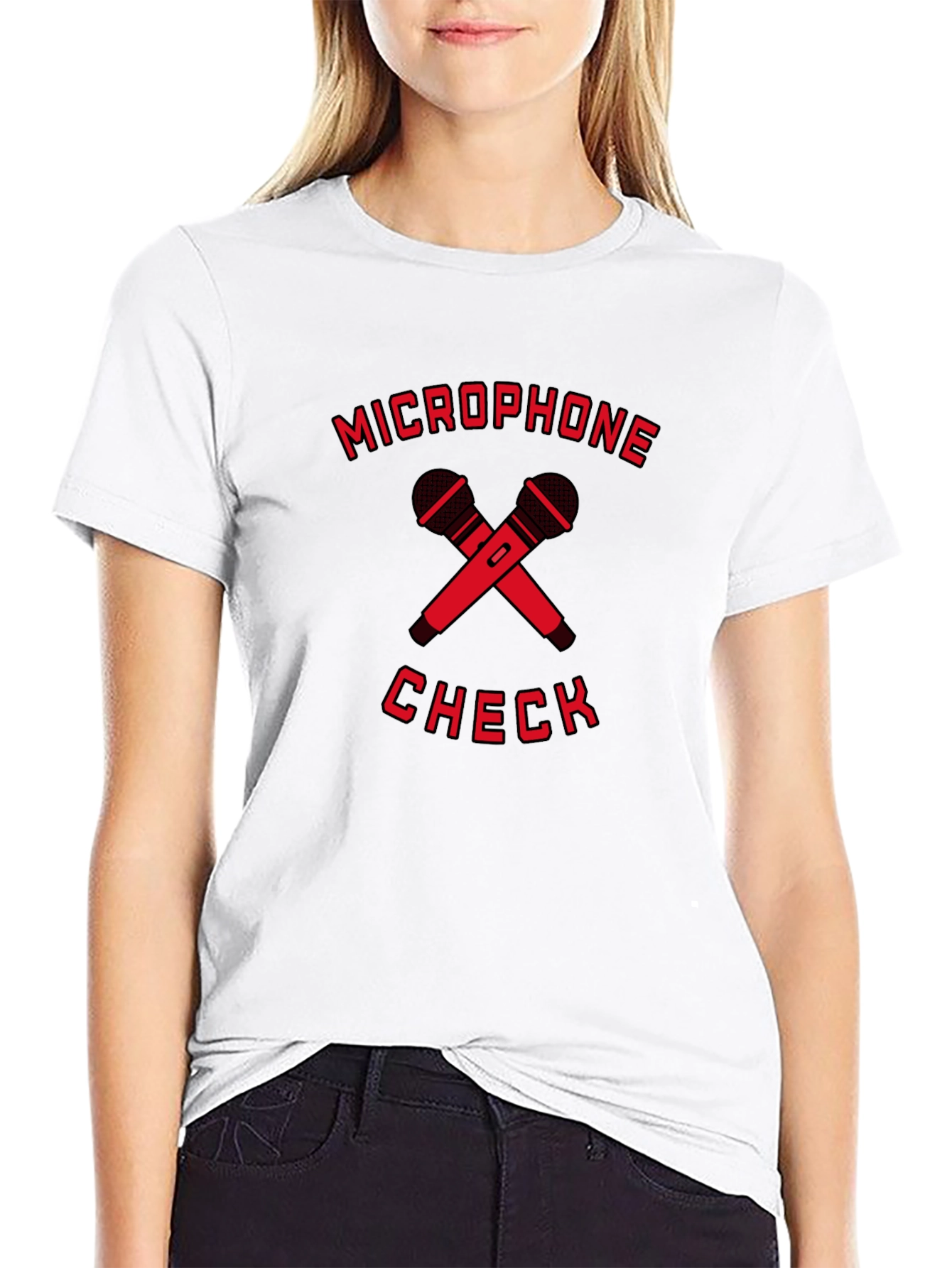 Microphone Check Black Graphic Tee