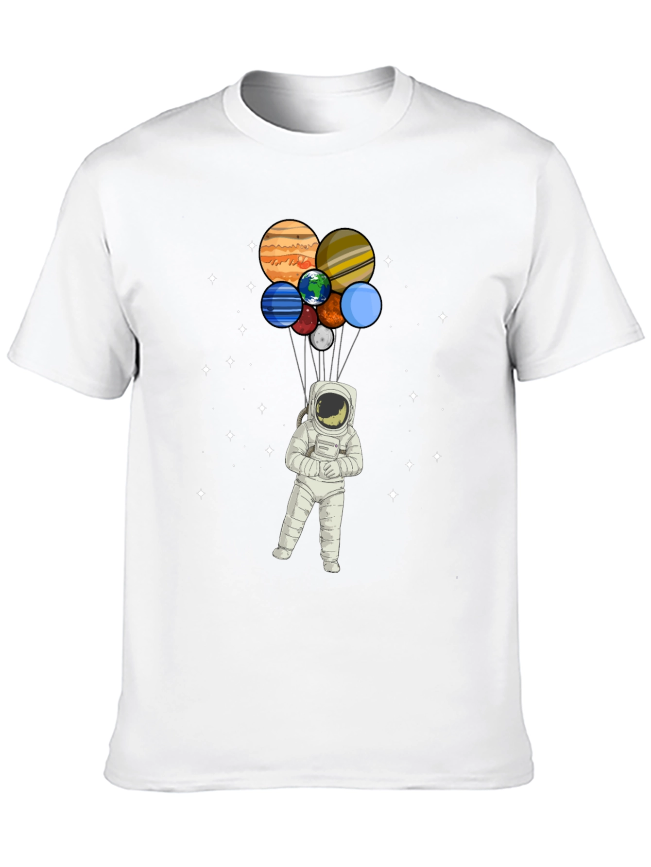 Astronaut Planet Balloon Graphic Tee - Black