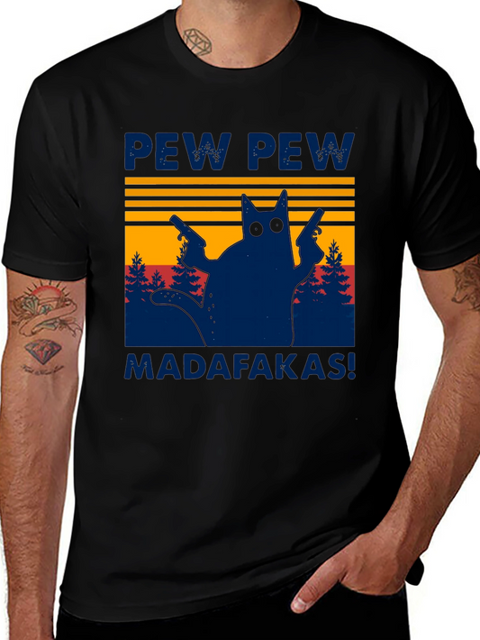 Pew Pew Madafakas Cat Graphic T-Shirt