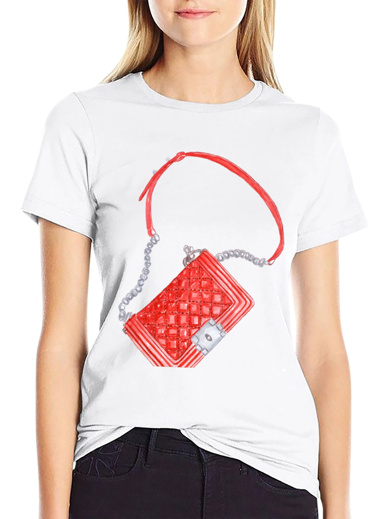 Red Quilted Bag Graphic T-Shirt