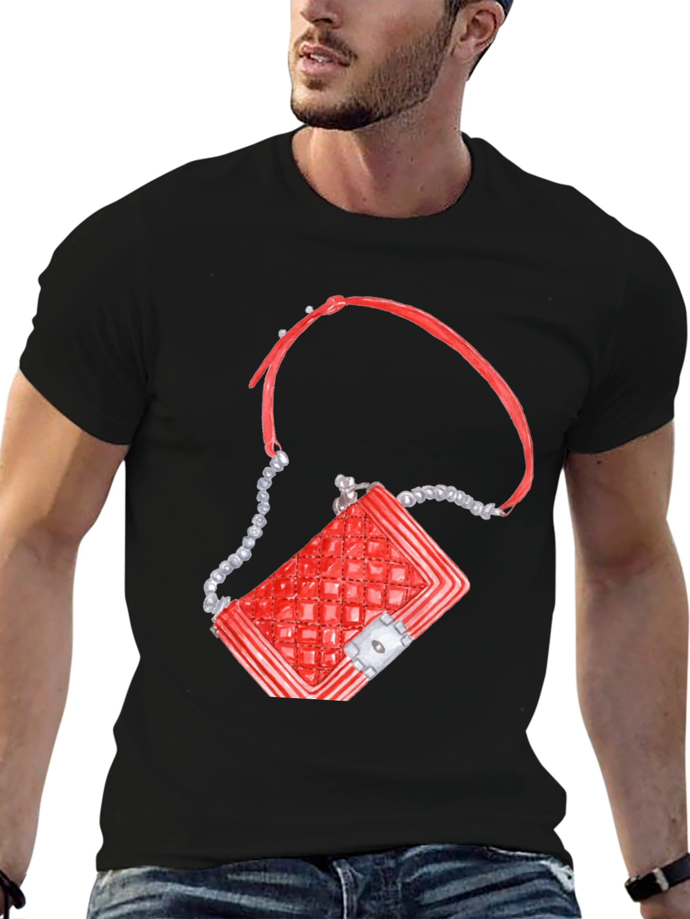 Red Quilted Bag Graphic T-Shirt