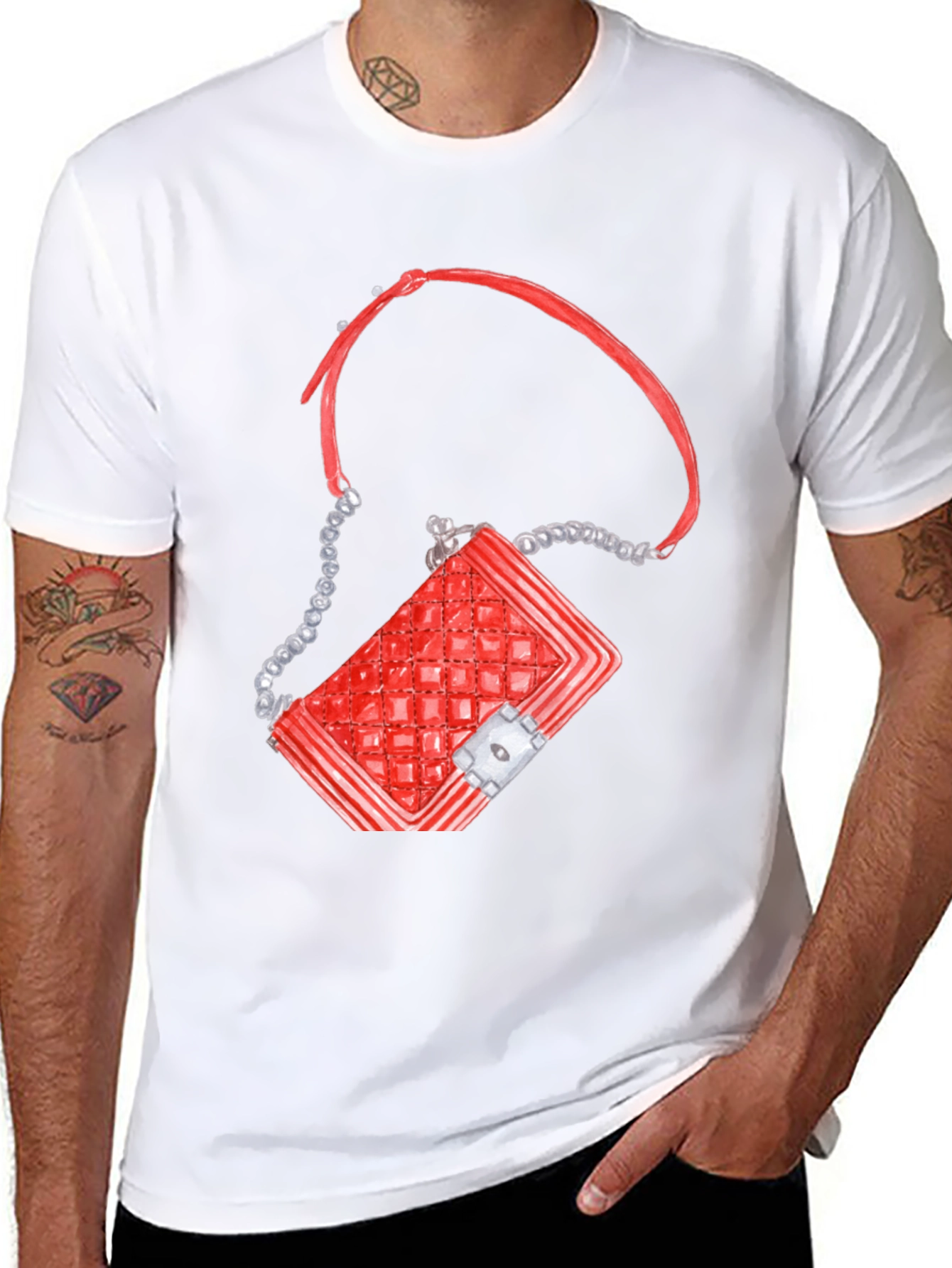 Red Quilted Bag Graphic T-Shirt