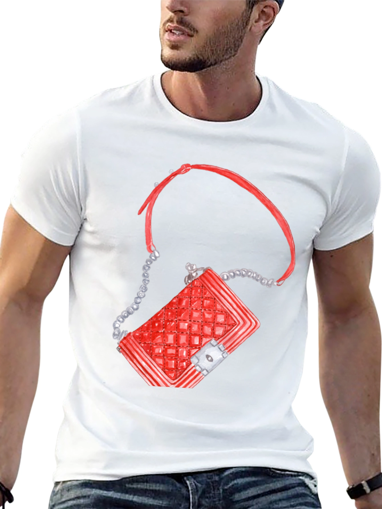 Red Quilted Bag Graphic T-Shirt