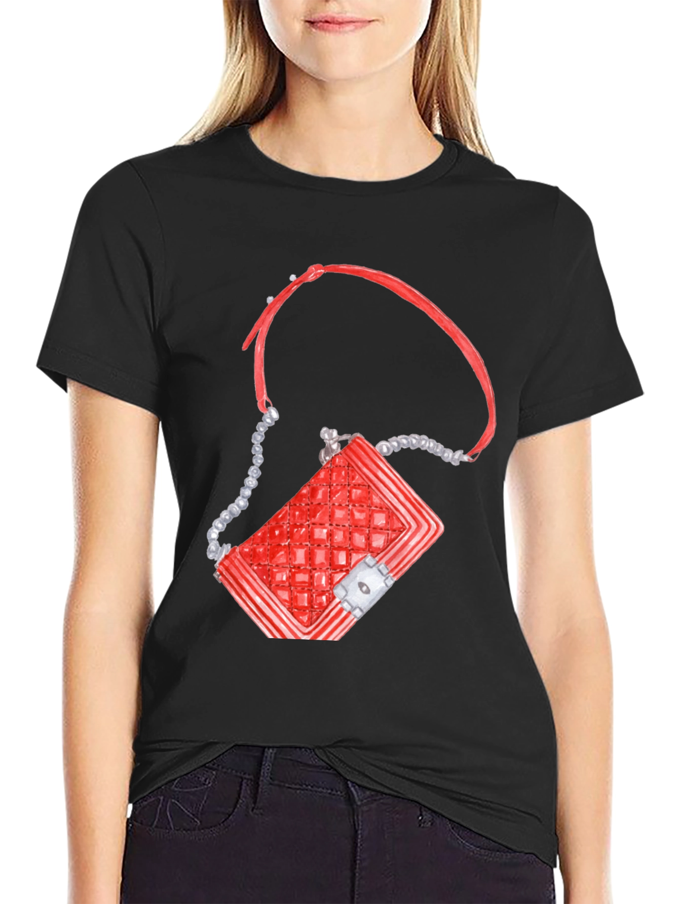Red Quilted Bag Graphic T-Shirt