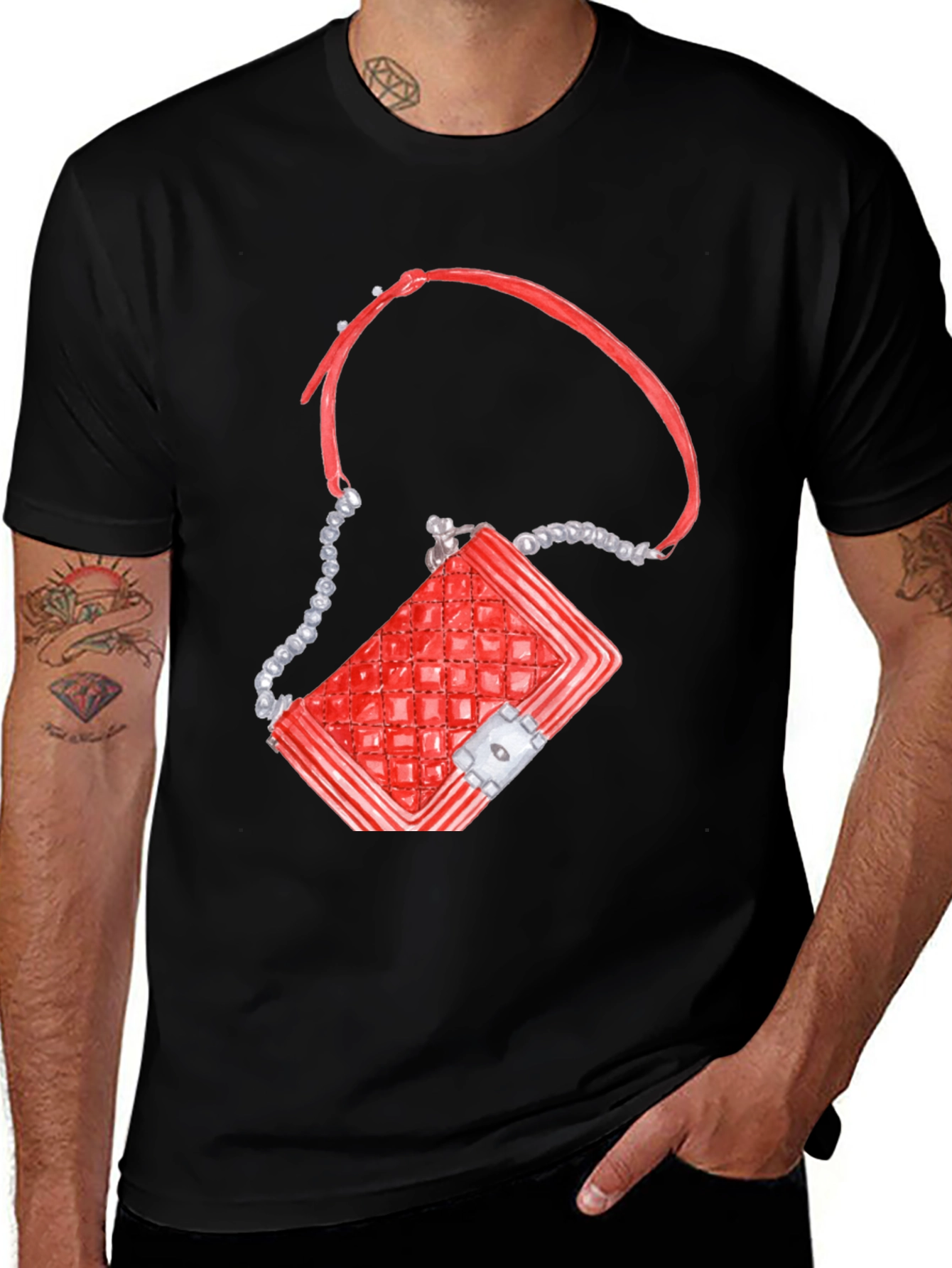 Red Quilted Bag Graphic T-Shirt