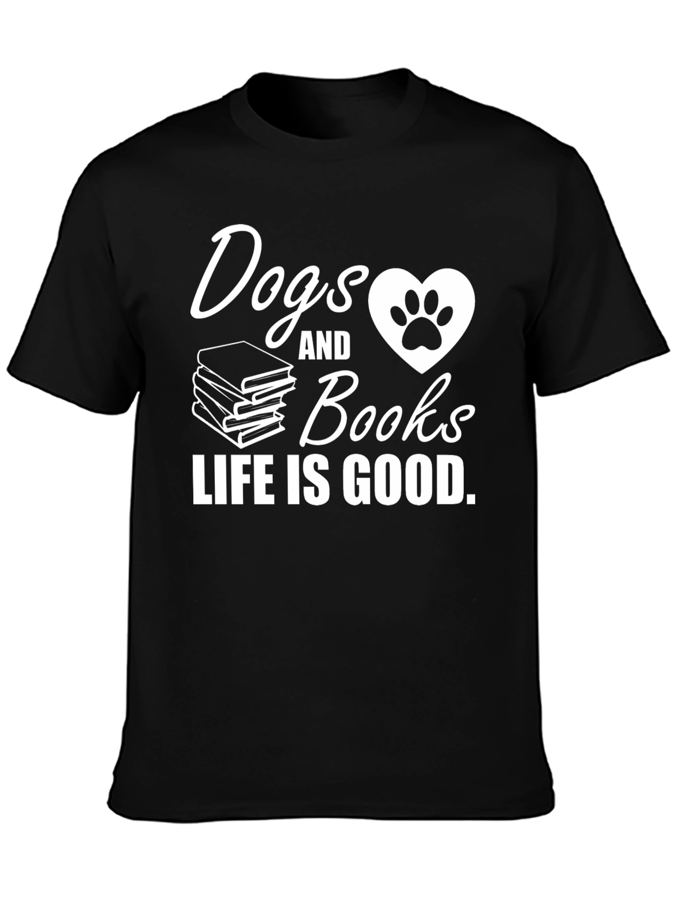 Dogs & Books T-Shirt - Life is Good Tee