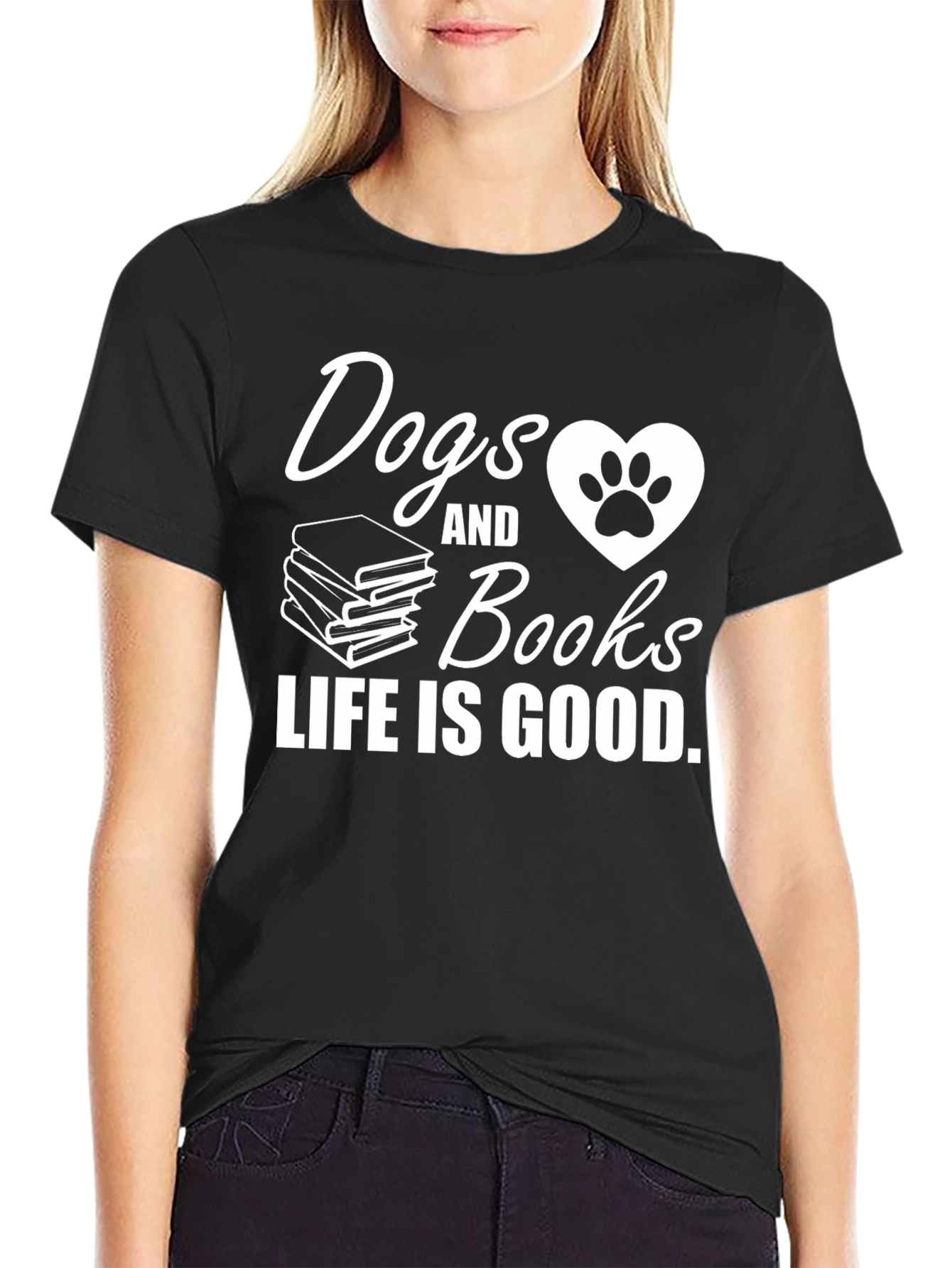 Dogs & Books T-Shirt - Life is Good Tee