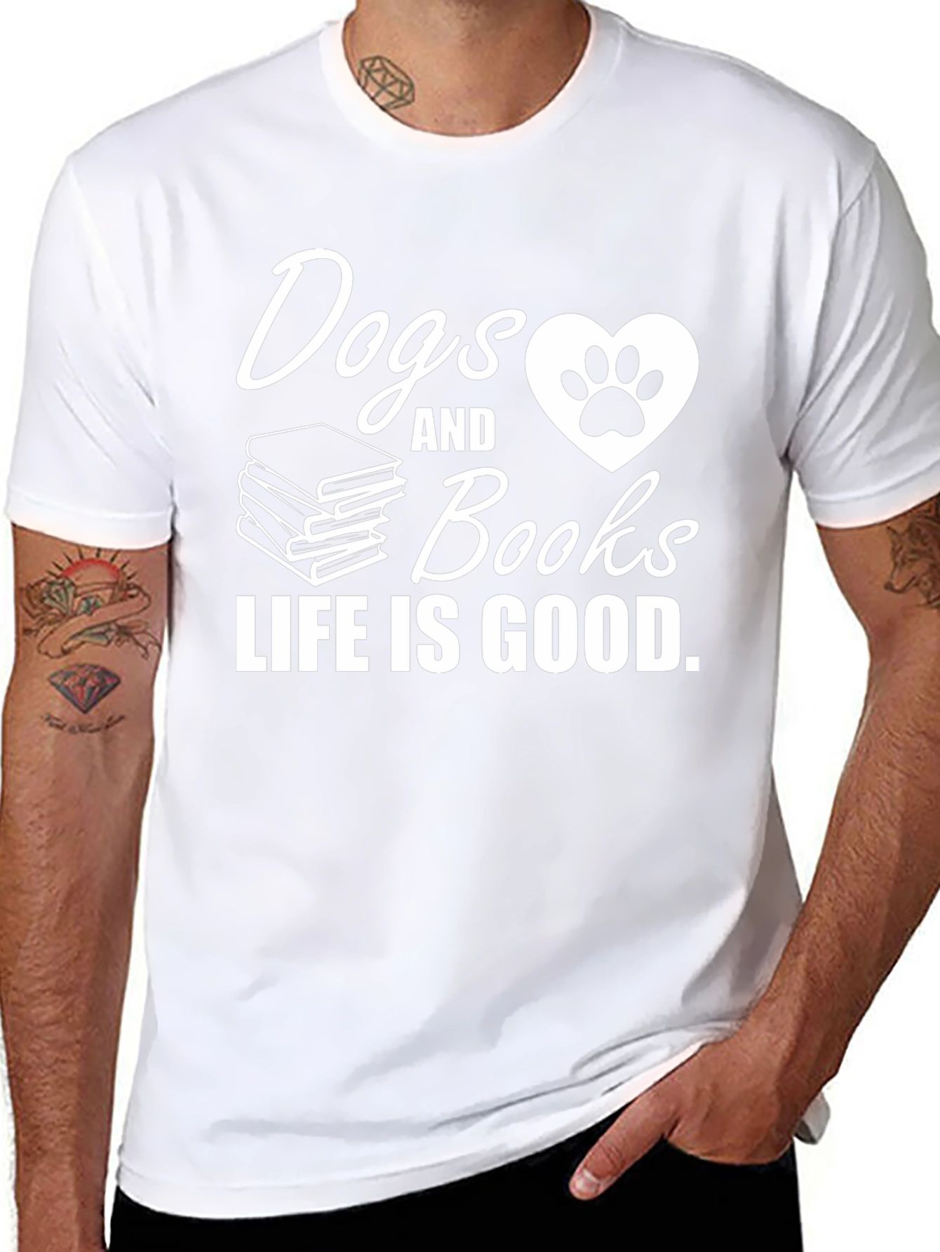 Dogs & Books T-Shirt - Life is Good Tee