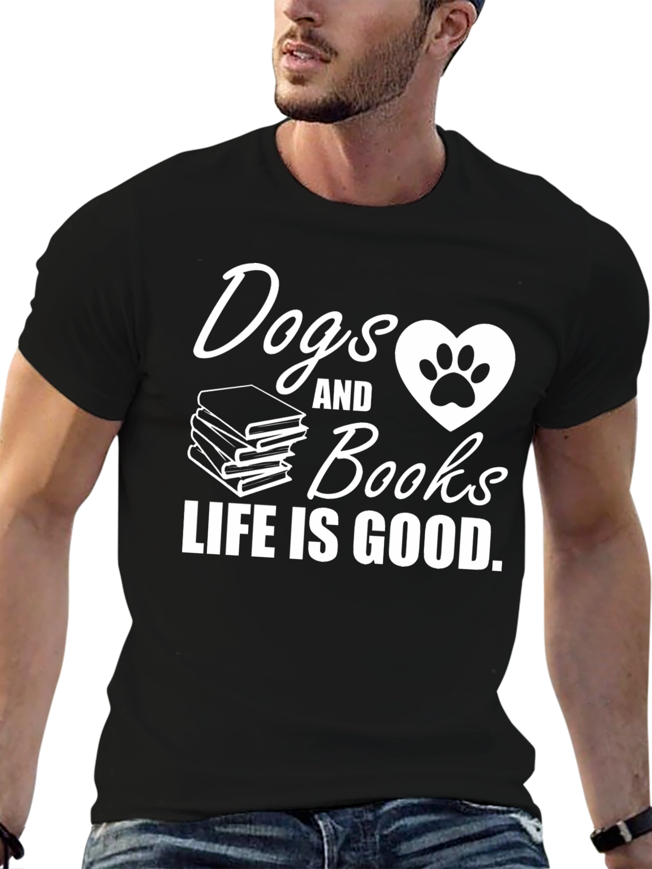 Dogs & Books T-Shirt - Life is Good Tee