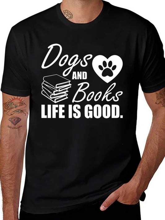 Dogs & Books T-Shirt - Life is Good Tee