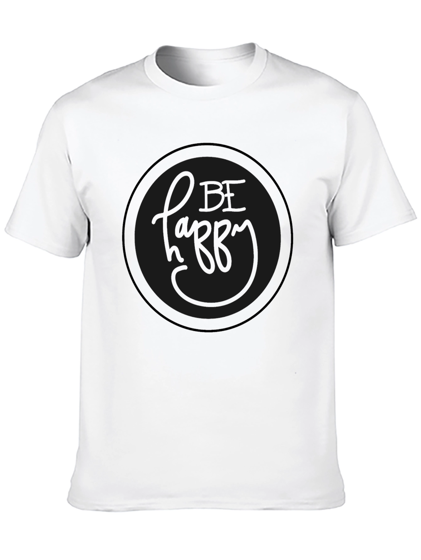Be Happy Crew Neck T-Shirt - Mens - Black