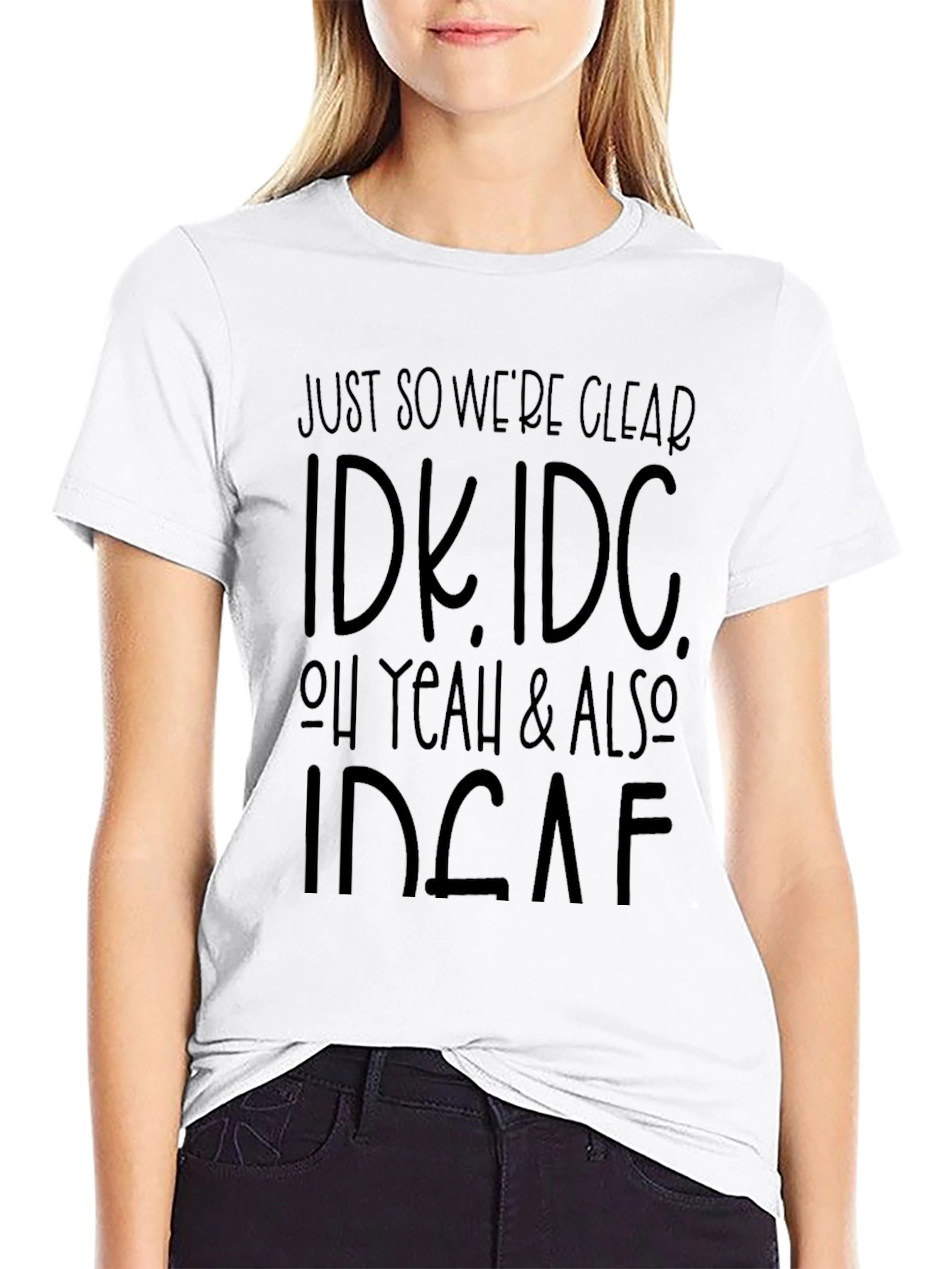 IDK IDC Black T-Shirt: Express Your Apathy!