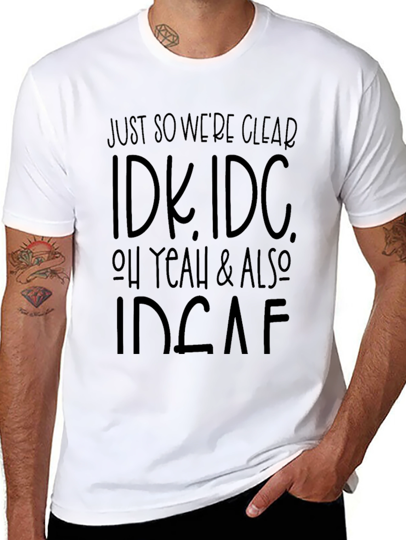 IDK IDC Black T-Shirt: Express Your Apathy!