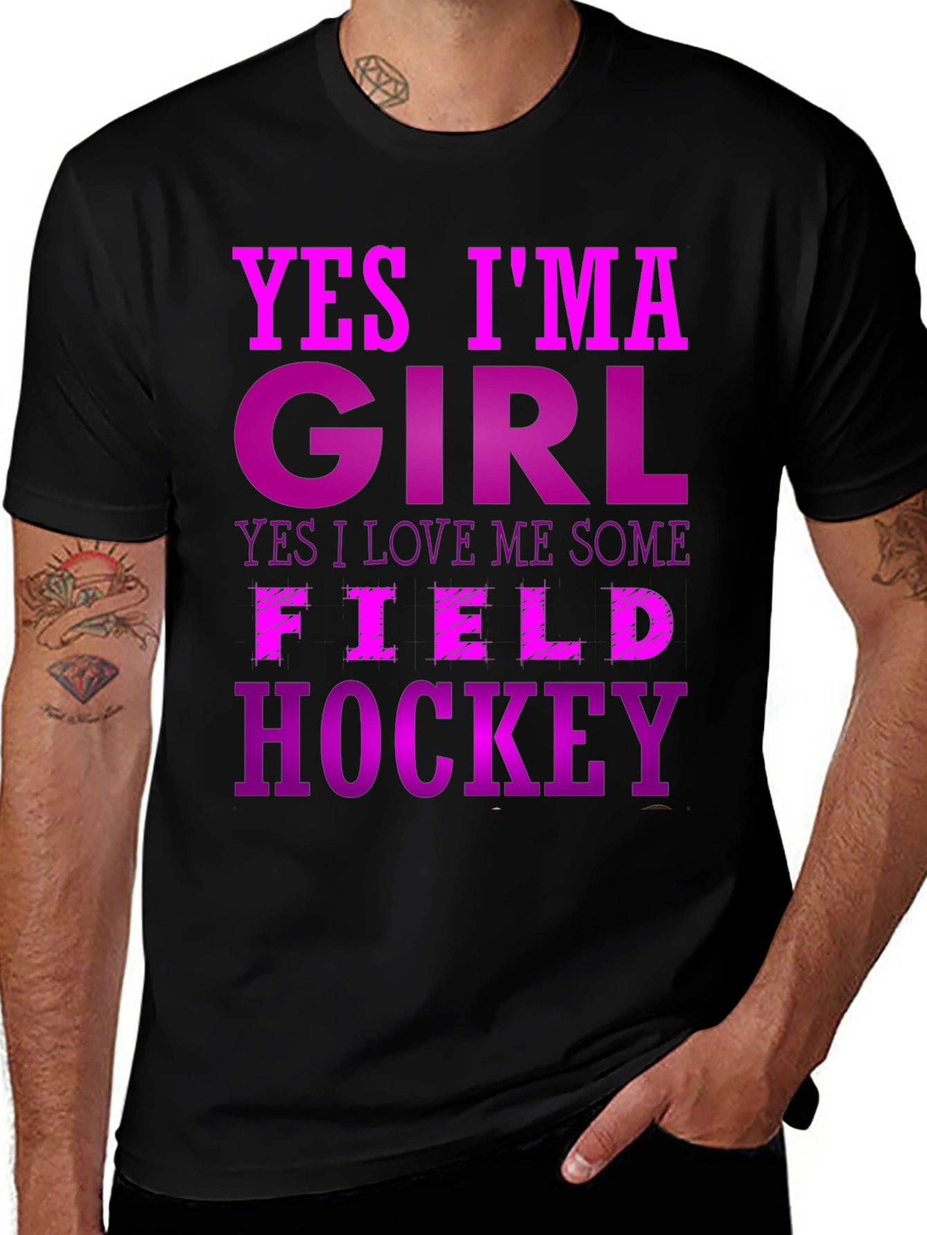 Yes Im A Girl Field Hockey Graphic Tee