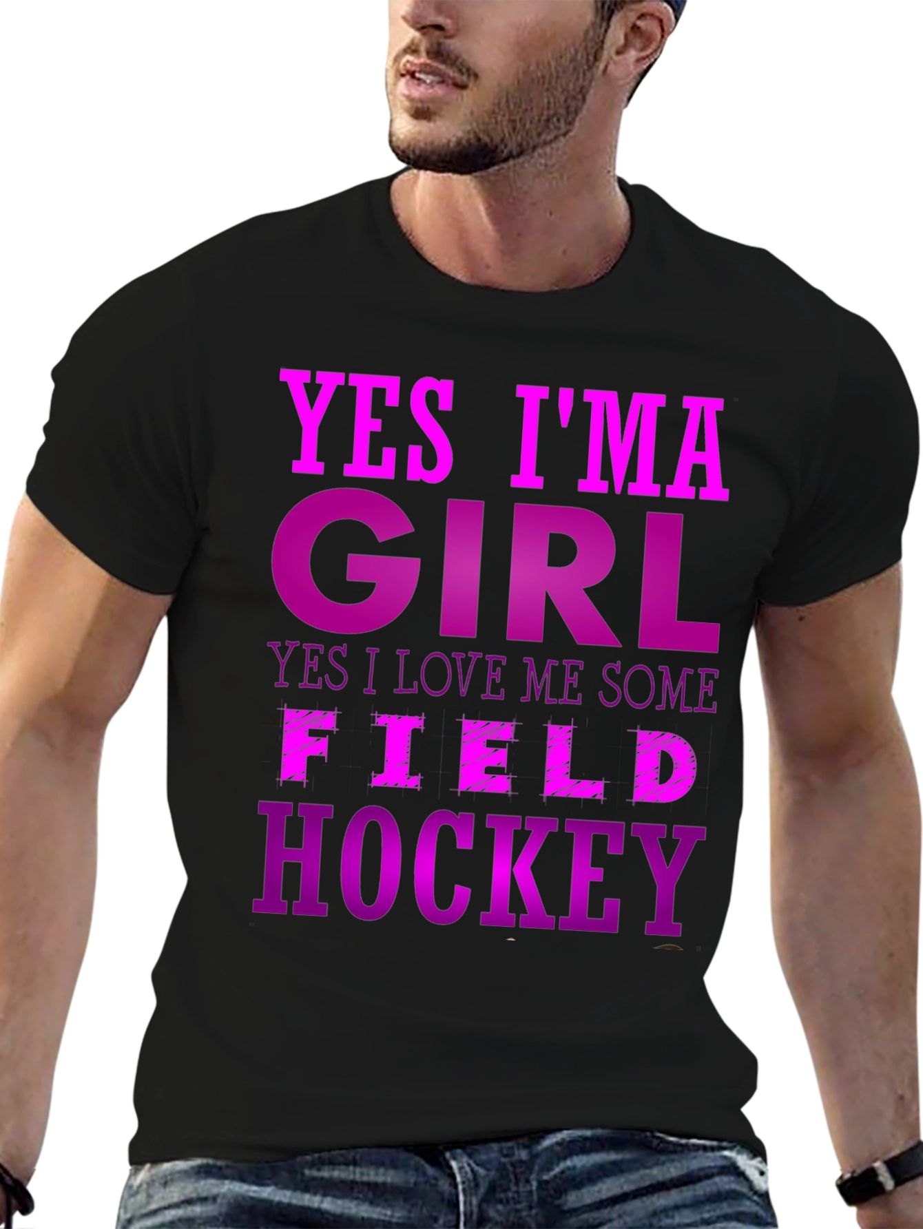 Yes Im A Girl Field Hockey Graphic Tee