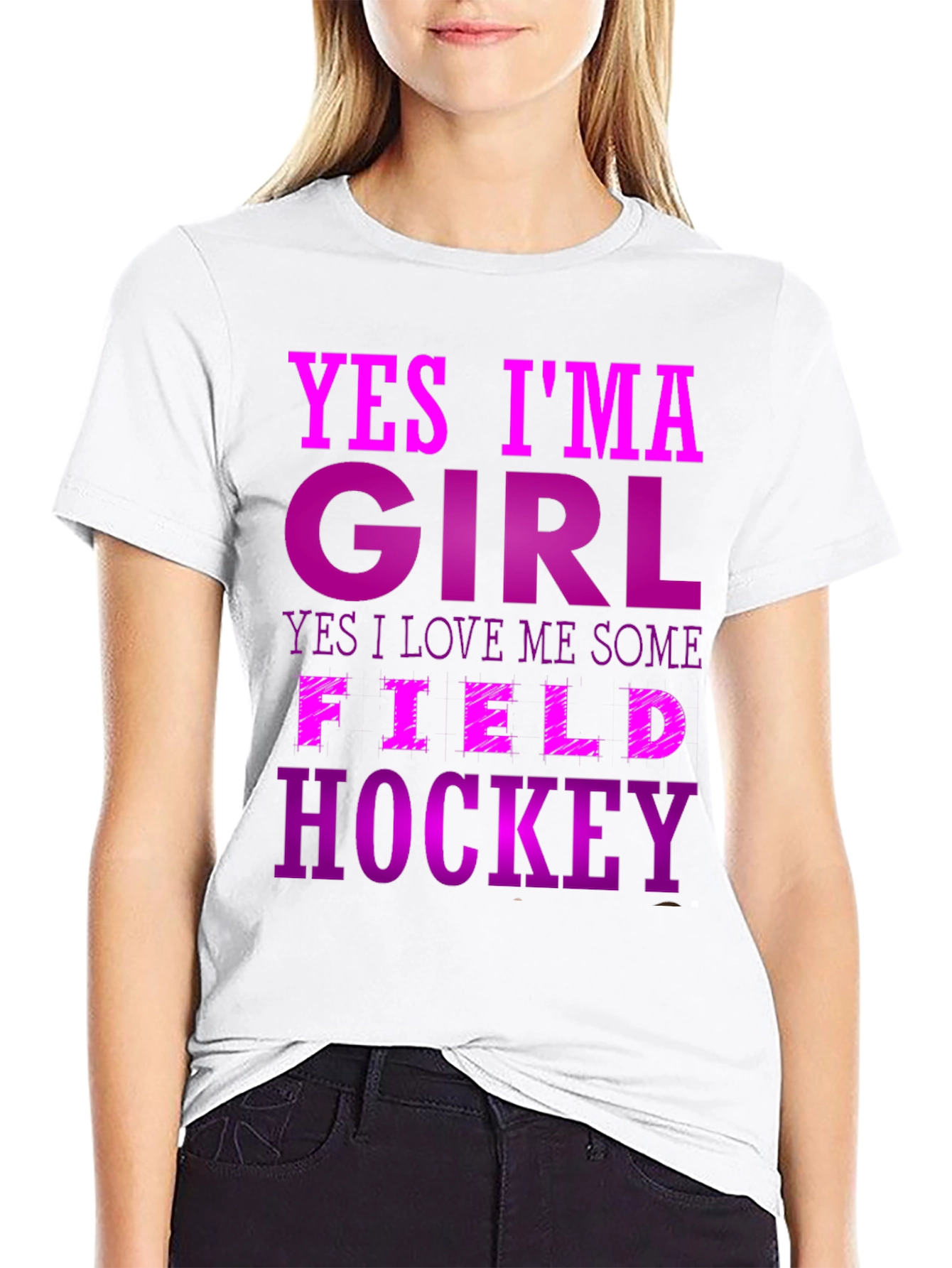 Yes Im A Girl Field Hockey Graphic Tee