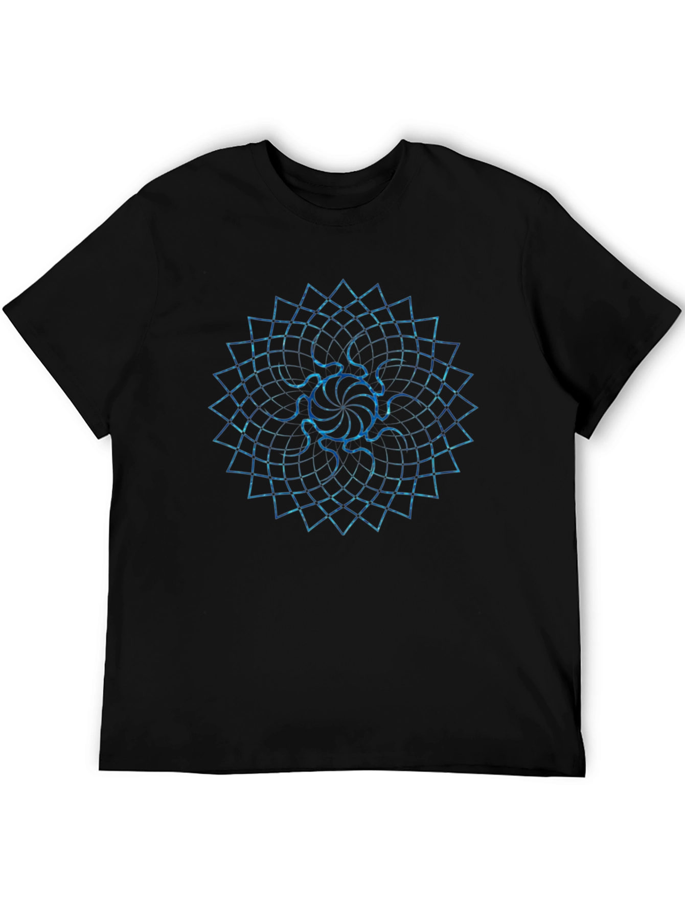Geometric Mandala Print Black T-Shirt