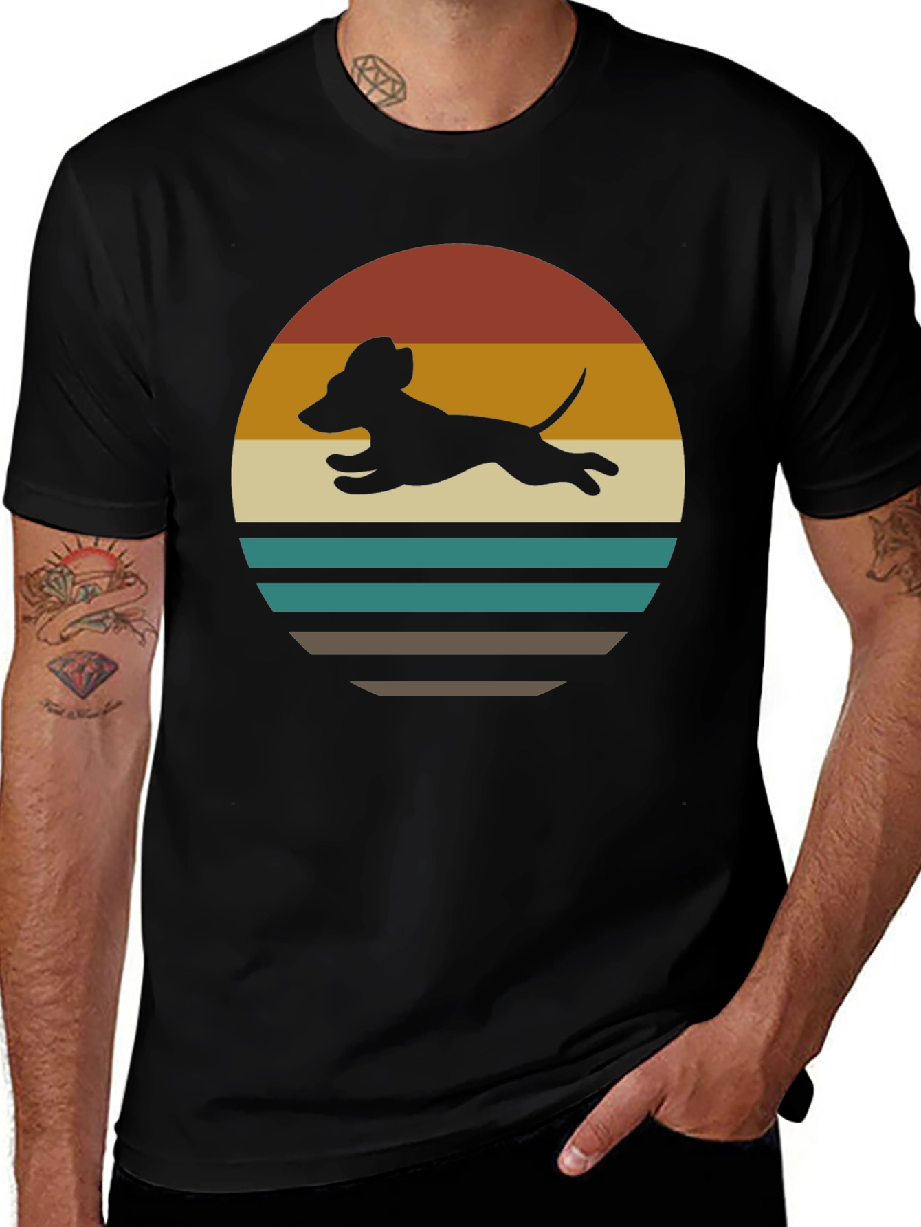 Retro Dachshund Sunset T-Shirt