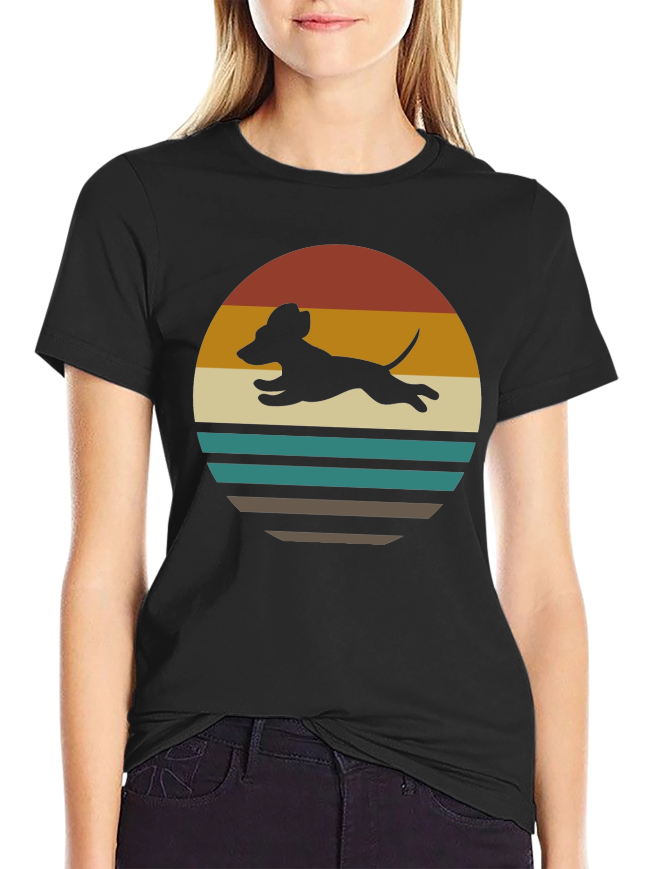 Retro Dachshund Sunset T-Shirt