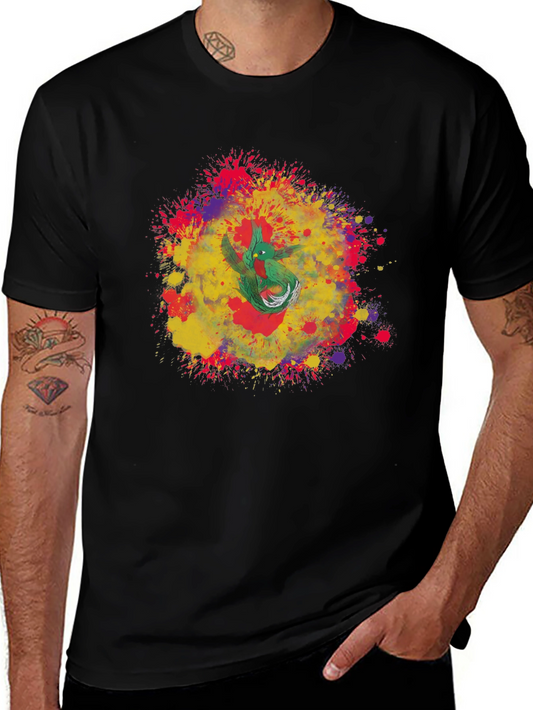 Quetzal Bird Splash Art Graphic Tee - Cool Design