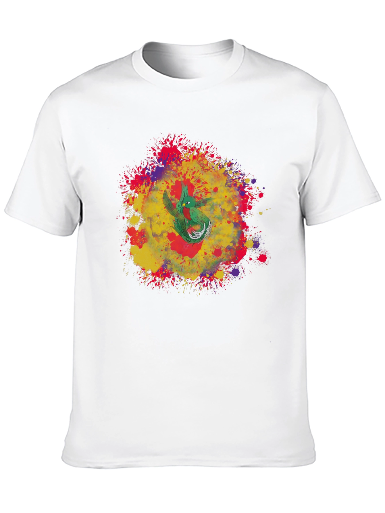 Quetzal Bird Splash Art Graphic Tee - Cool Design