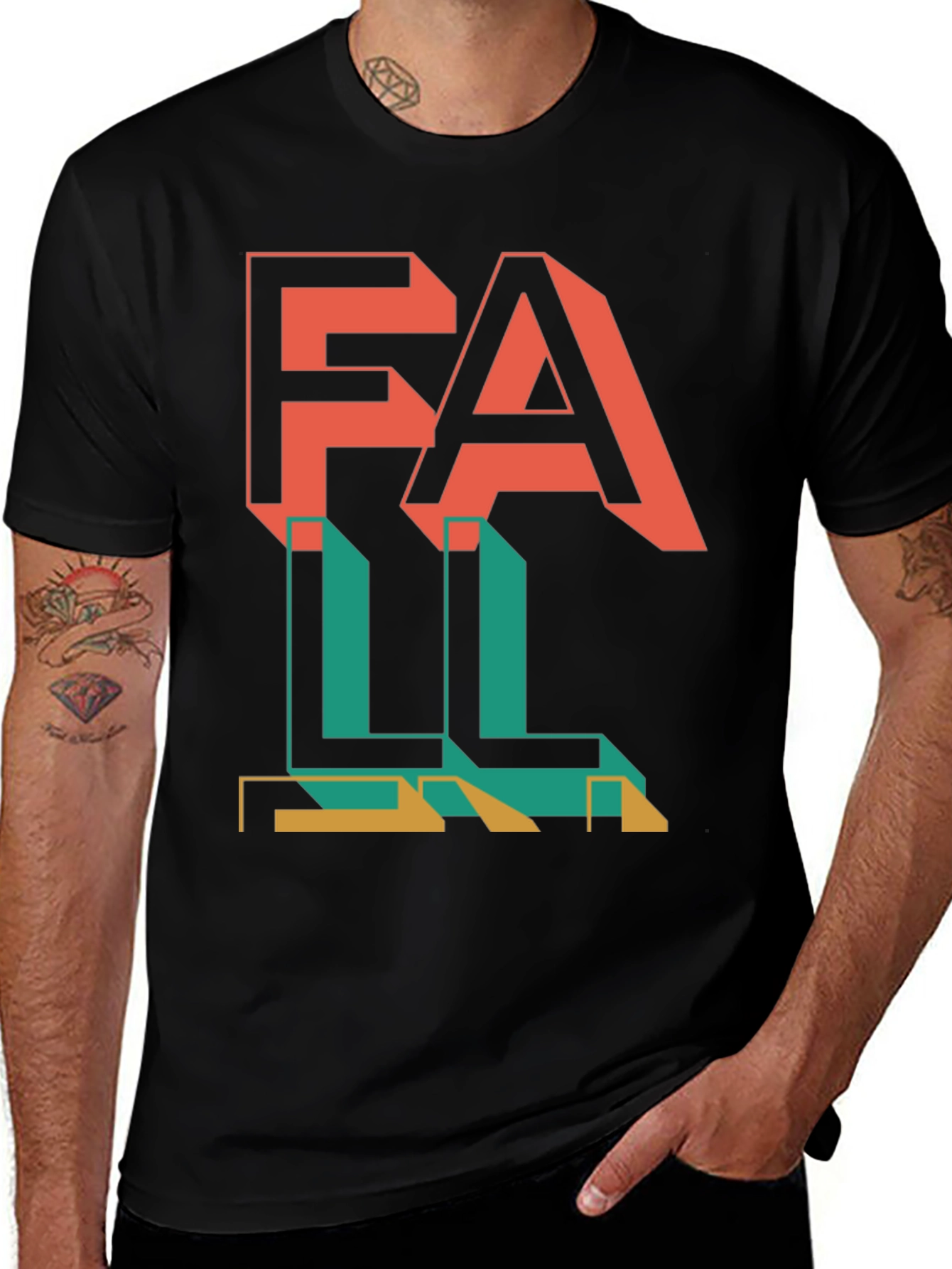Fall Graphic Print Black T-Shirt