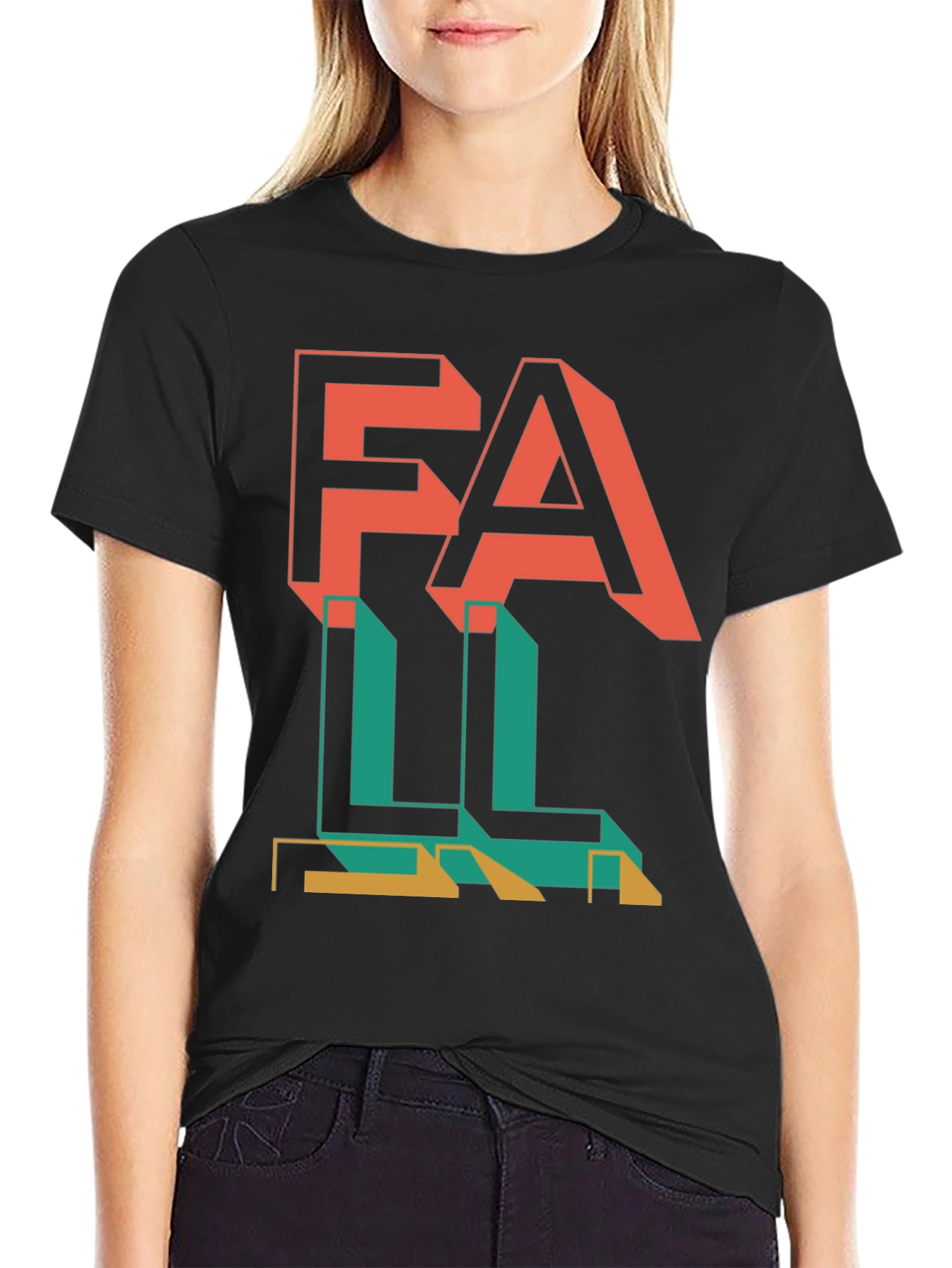 Fall Graphic Print Black T-Shirt