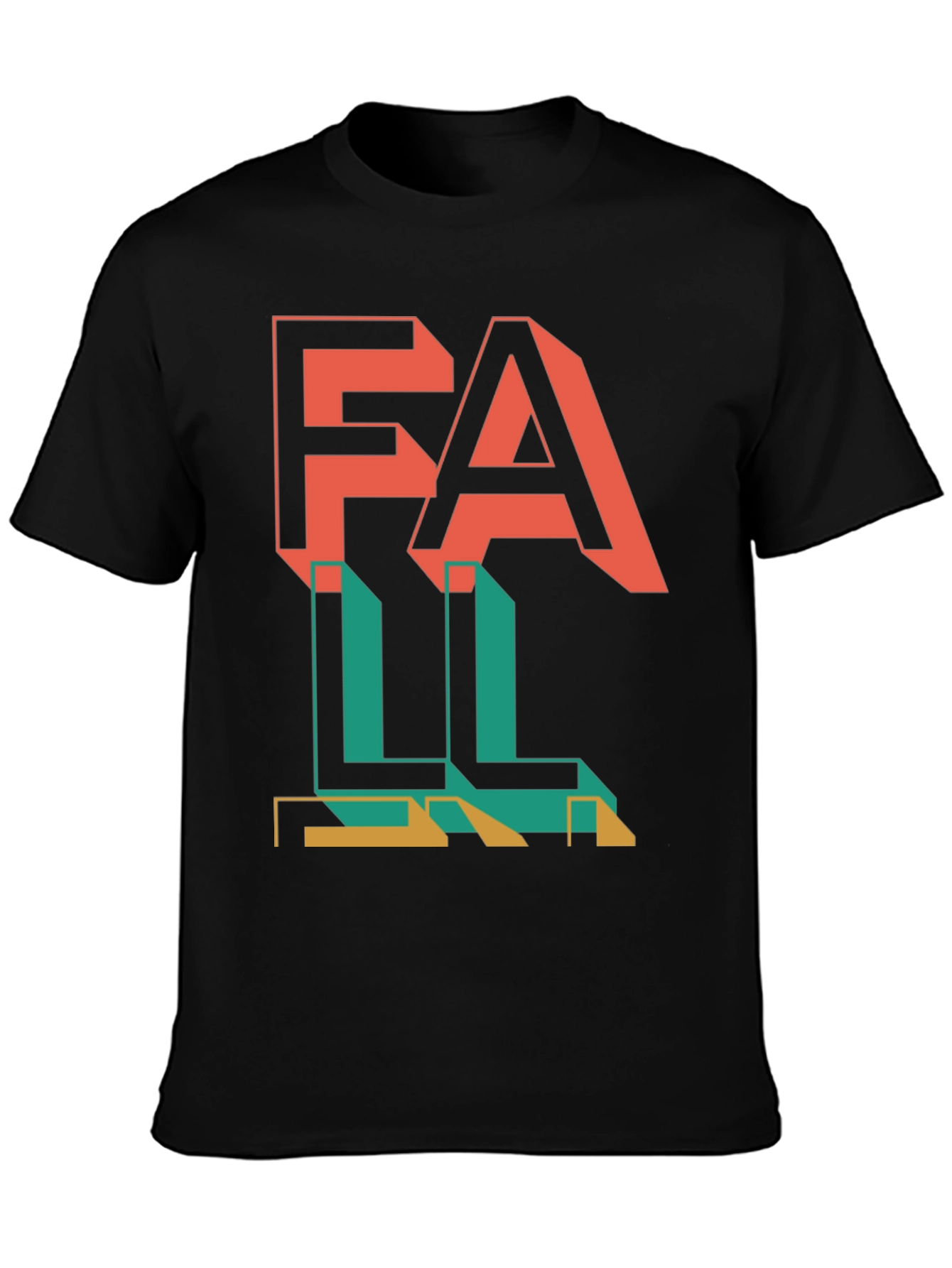 Fall Graphic Print Black T-Shirt
