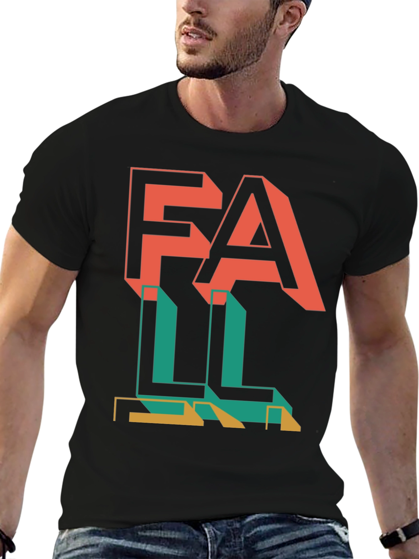 Fall Graphic Print Black T-Shirt