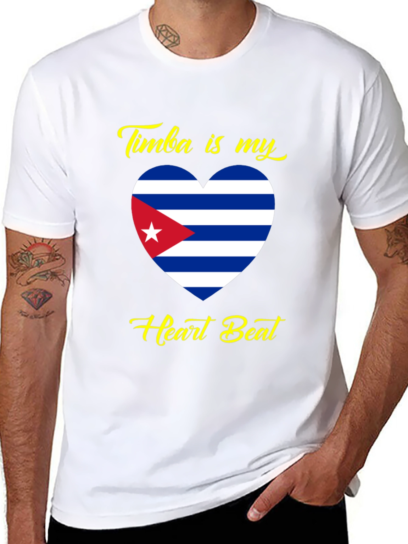 Timba is My Heartbeat Cuba Flag T-Shirt