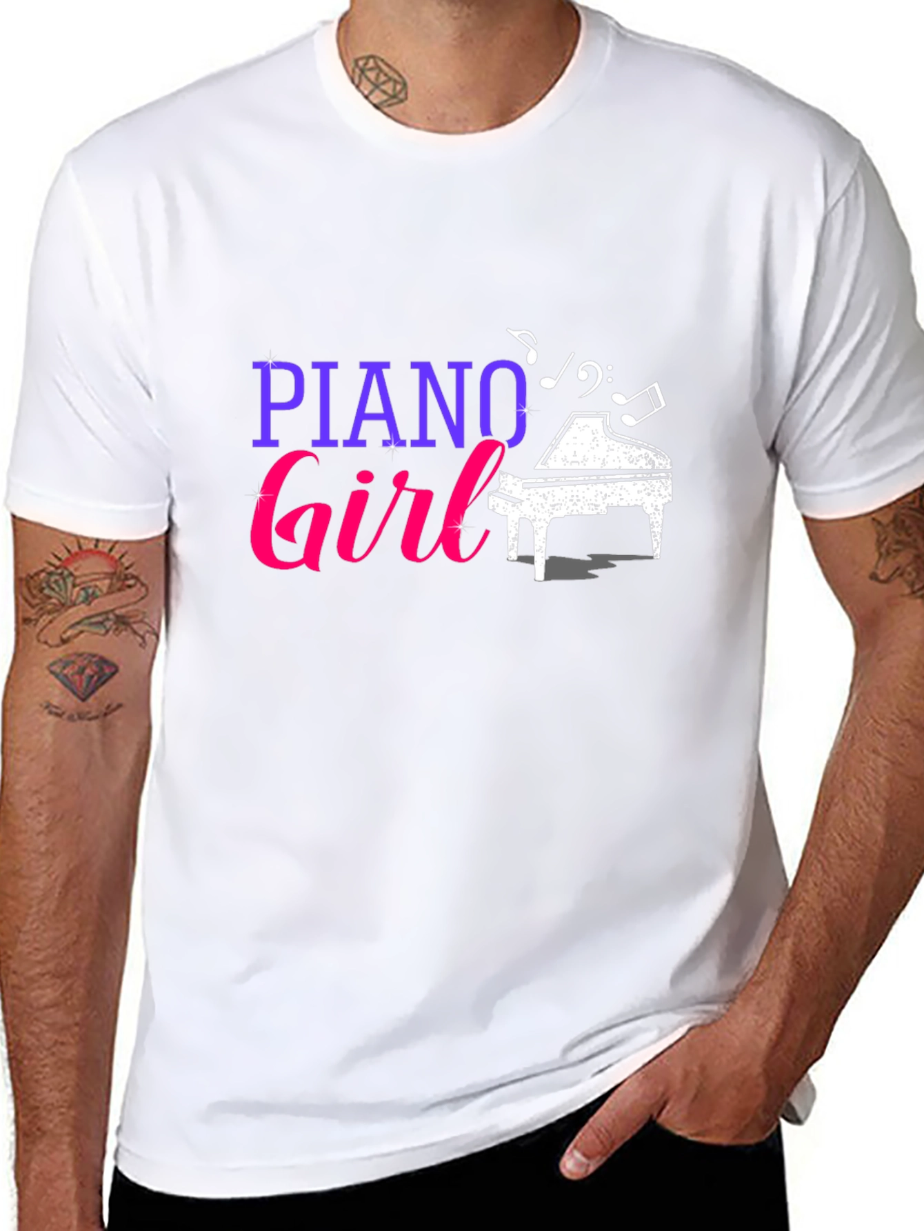 Piano Girl Graphic Tee - Music Lover T-Shirt