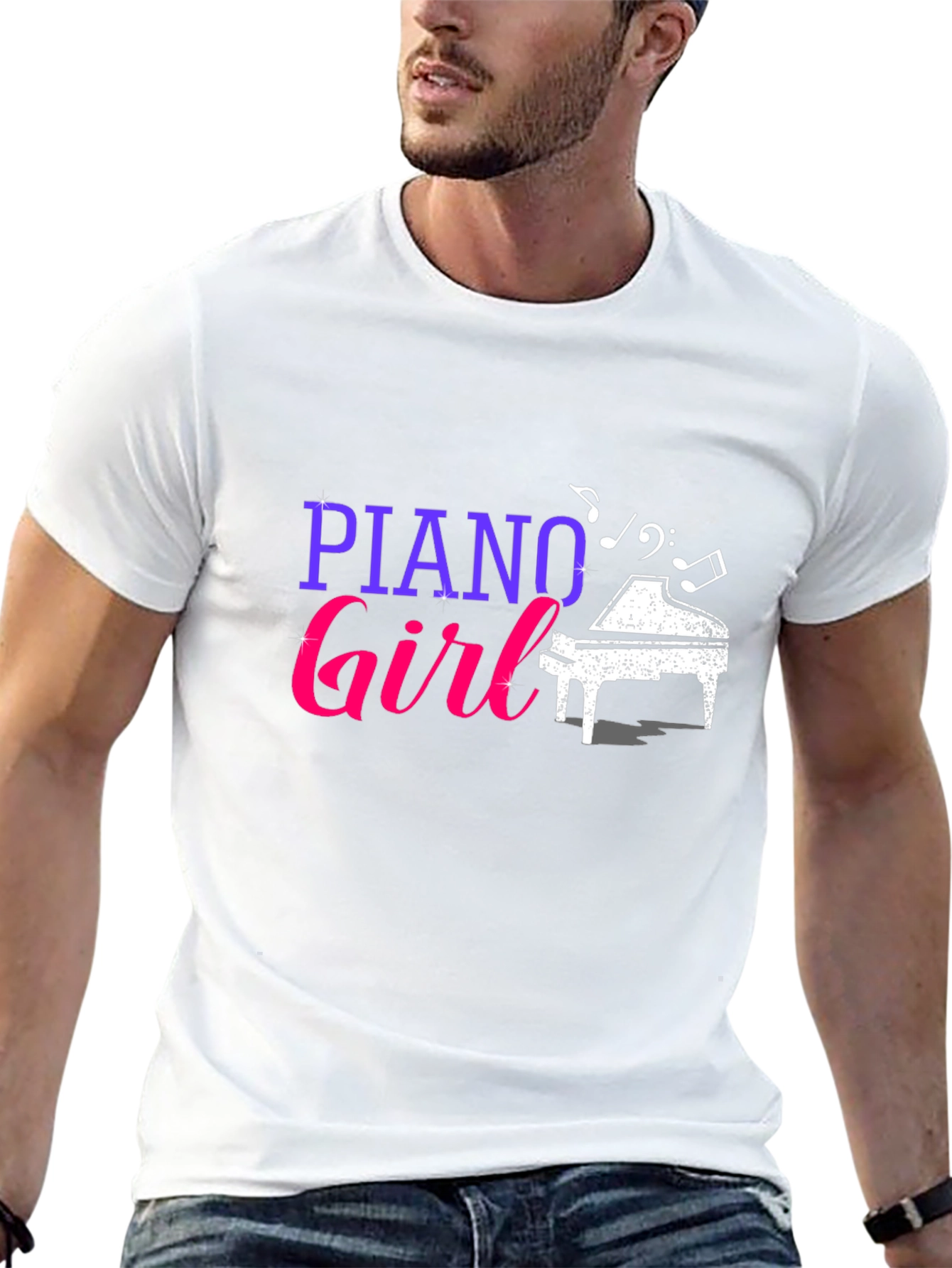 Piano Girl Graphic Tee - Music Lover T-Shirt